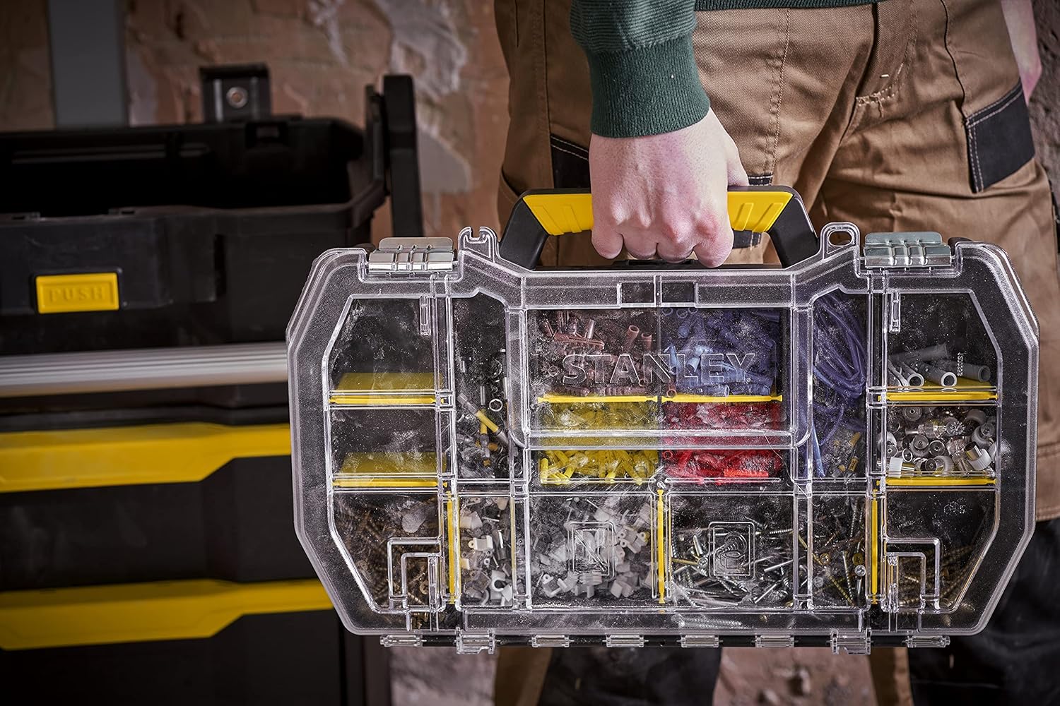 🚗 KFZ & Werkstatt – STANLEY 2-in-1 Rolling Workshop Tool Box Empty Tool Box (53 x 75.60 x 32 cm, Tool Carrier with Organiser Attachment, with Two Large Compartments, Telescopic Handle, Made of Robust Plastic) STST1-79231 – Bild 11