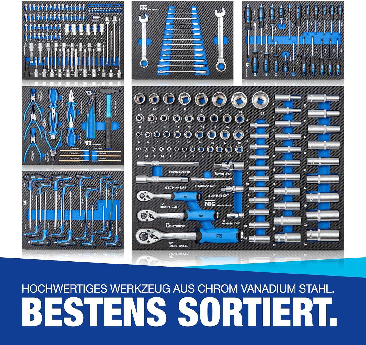 ⚡ Elektro & Technik – Werkzeugwagen, Trolley-Werkzeugkasten, Werkzeugtruhe und 247 Werkzeuge – Bild 3