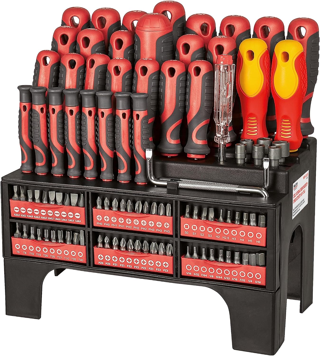 ⚡ Elektro & Technik – WALTER XXL-Schraubendreher- und Bit-Set 100-teilig, effizient und handlich, Kreuzschlitz, Schlitz, Torx und Sechskant, inklusive Phasenprüfer und VDE-Schraubendreher, stabile und kompakte Aufbewahrung