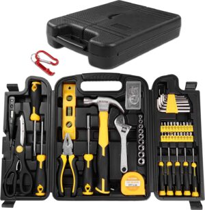 🔥 Angebote & Aktionen – Elevon 94-Piece Yellow Household Tool Set, Tool Set with Storage Box, DIY Basic Tool Set, with Two Additional Accessories, Suitable for Home, Office, School and Furniture