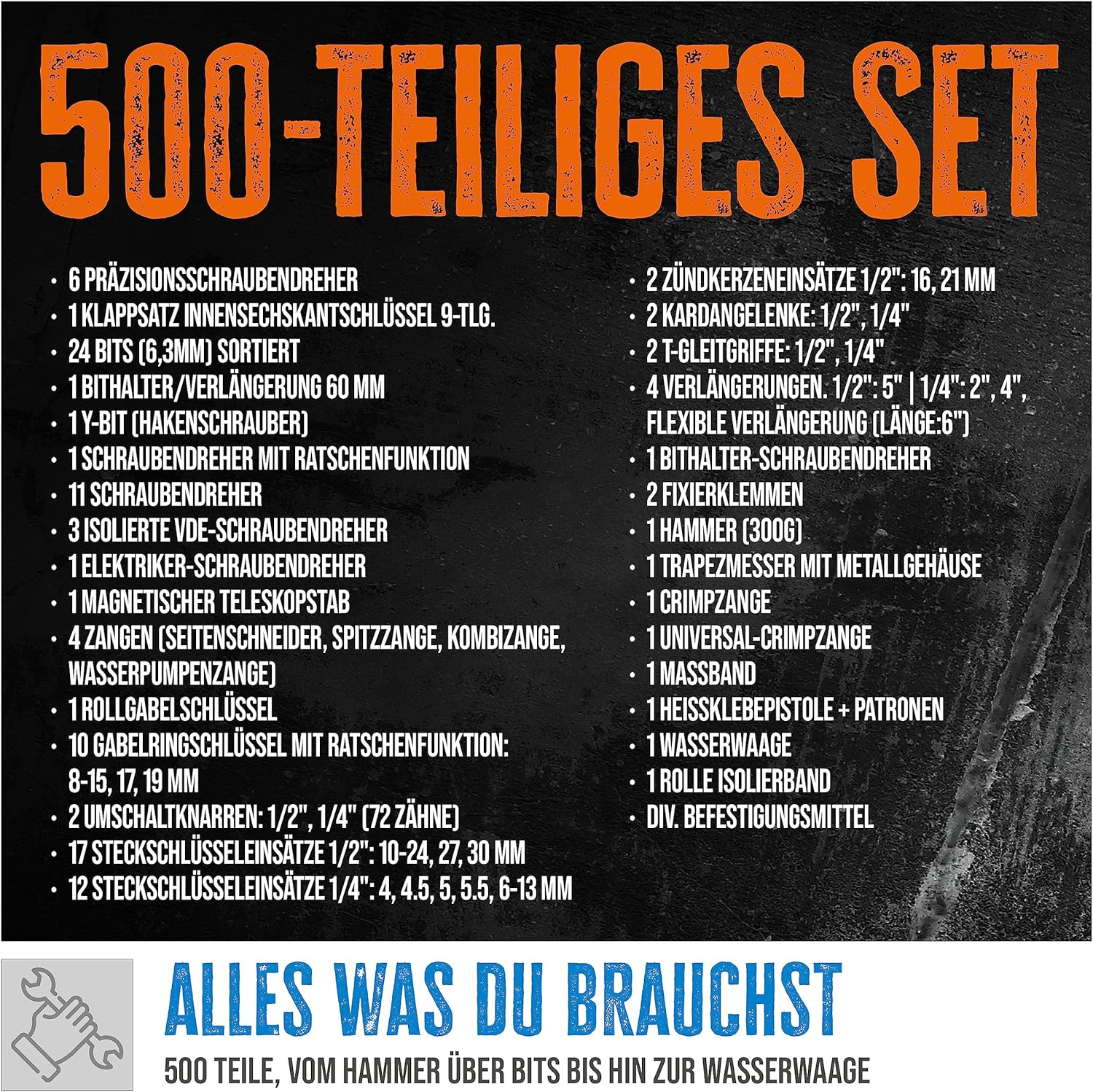 🔥 Angebote & Aktionen – Güde 39004 GWZT 500 Tool Trolley (500-Piece Tool Set Made of Chrome Vanadium and Carbon Steel in Practical Trolley Case) Blue Black – Bild 5