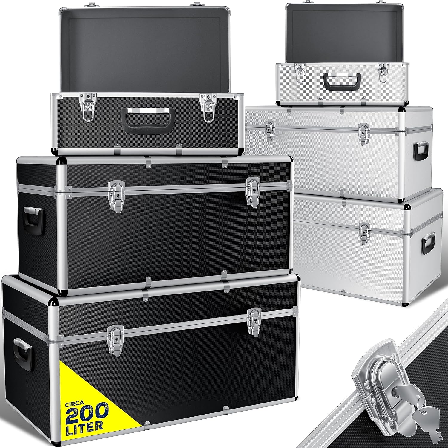 ⚡ Elektro & Technik – Masko® 3er-Set Aluminium-Transport-Aufbewahrungsboxen, Werkzeugkiste