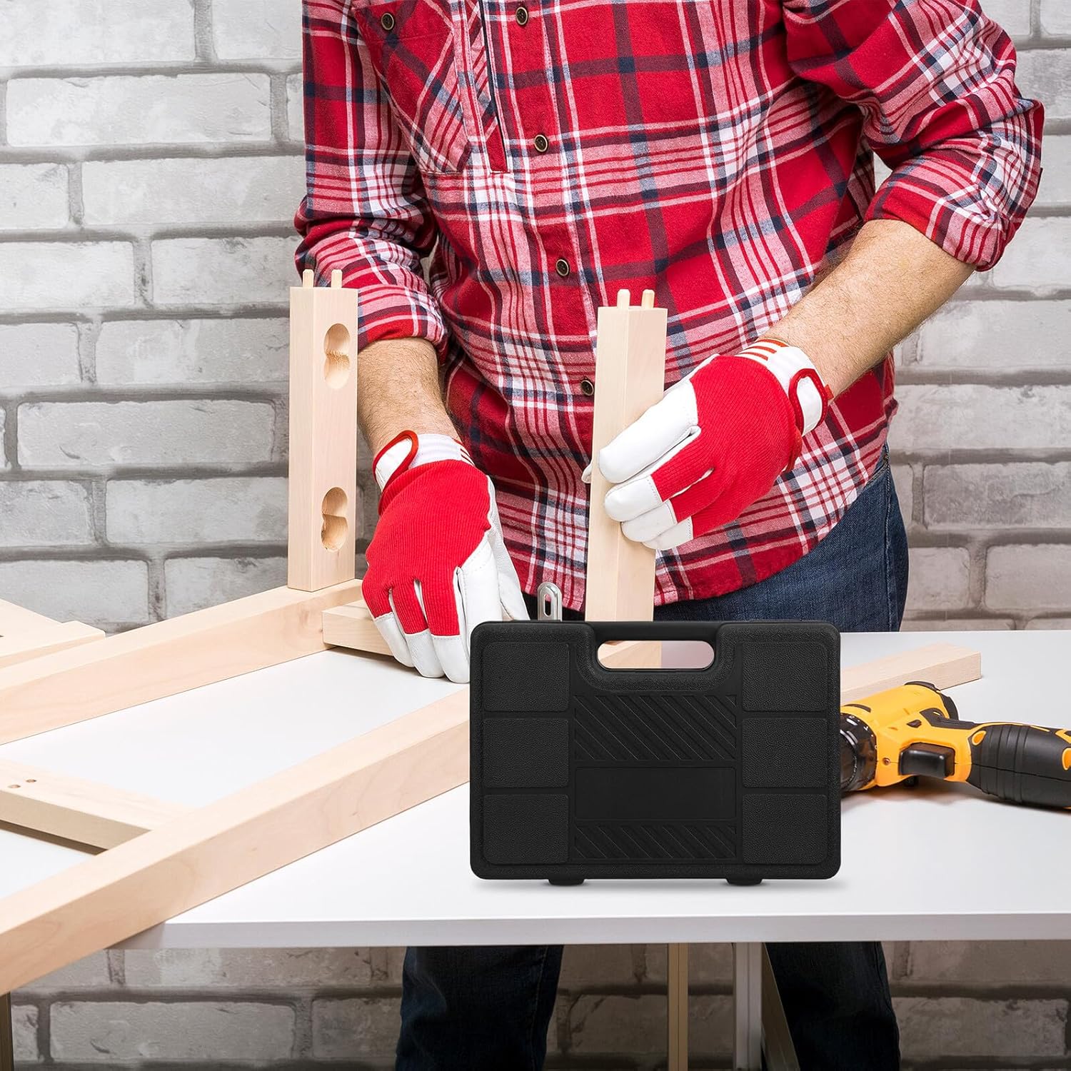 🔥 Angebote & Aktionen – Holibanna Werkzeugaufbewahrungsbox aus Kunststoff mit Griff Tragbarer Werkzeugkoffer für Drucklufthämmer 150/190/250 – Organizer für Heimwerker und Autoreparaturen – Bild 6
