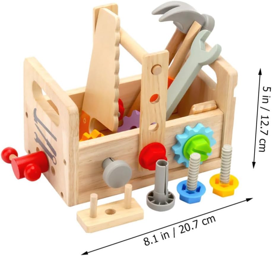 ⚒️ Bau & Montage – Holz Werkzeugsatz Für Junge Mädchen Lernspielzeug Mit Werkzeugkoffer Für Kleinkinder Praktisches Spielzeug Für Kreatives Rollenspiel Und Handwerkliche Fertigkeiten Geeignet – Bild 2