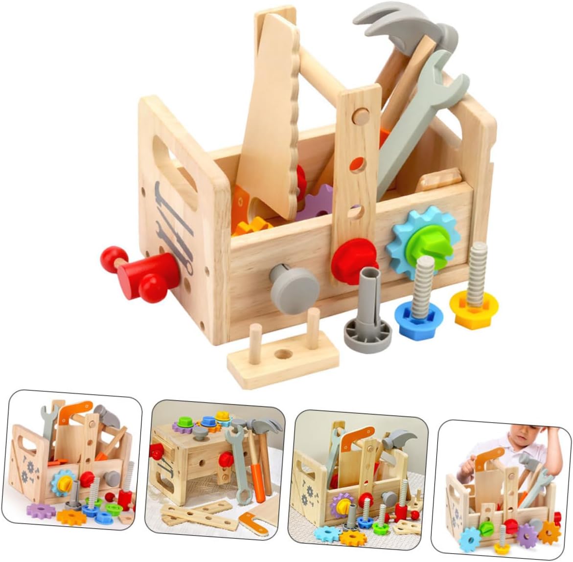 ⚒️ Bau & Montage – Holz Werkzeugsatz Für Junge Mädchen Lernspielzeug Mit Werkzeugkoffer Für Kleinkinder Praktisches Spielzeug Für Kreatives Rollenspiel Und Handwerkliche Fertigkeiten Geeignet – Bild 9