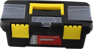 🔥 Angebote & Aktionen – Plastic Tool Box with Handle for Heavy Duty Storage Tools with Dual Layer Latches and Reinforced 10" Black Multi-Purpose Accessories (No Inner Layer)