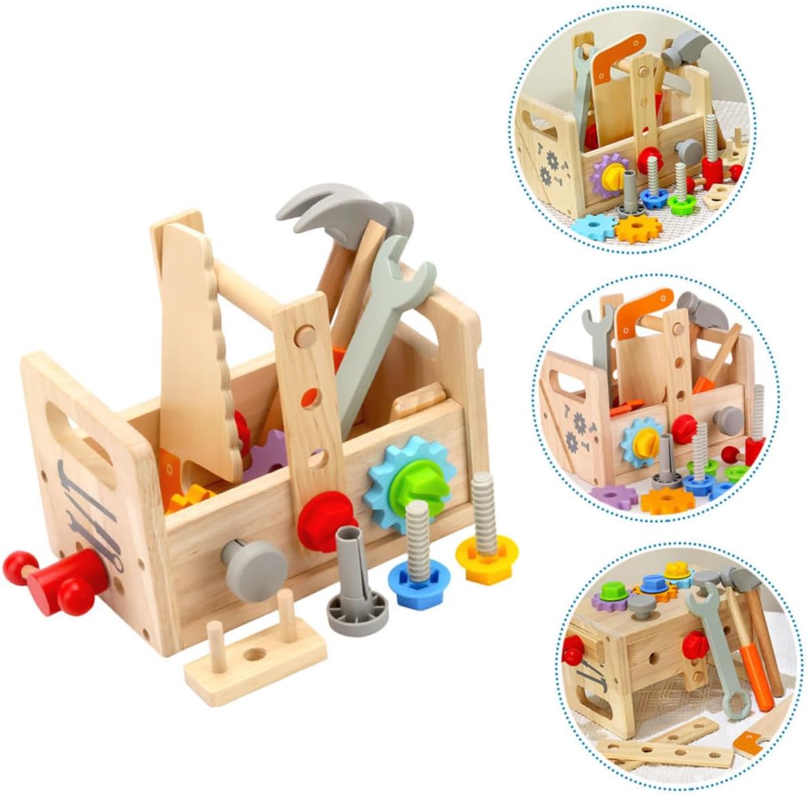 ⚒️ Bau & Montage – Holz Werkzeugsatz Für Junge Mädchen Lernspielzeug Mit Werkzeugkoffer Für Kleinkinder Praktisches Spielzeug Für Kreatives Rollenspiel Und Handwerkliche Fertigkeiten Geeignet – Bild 3