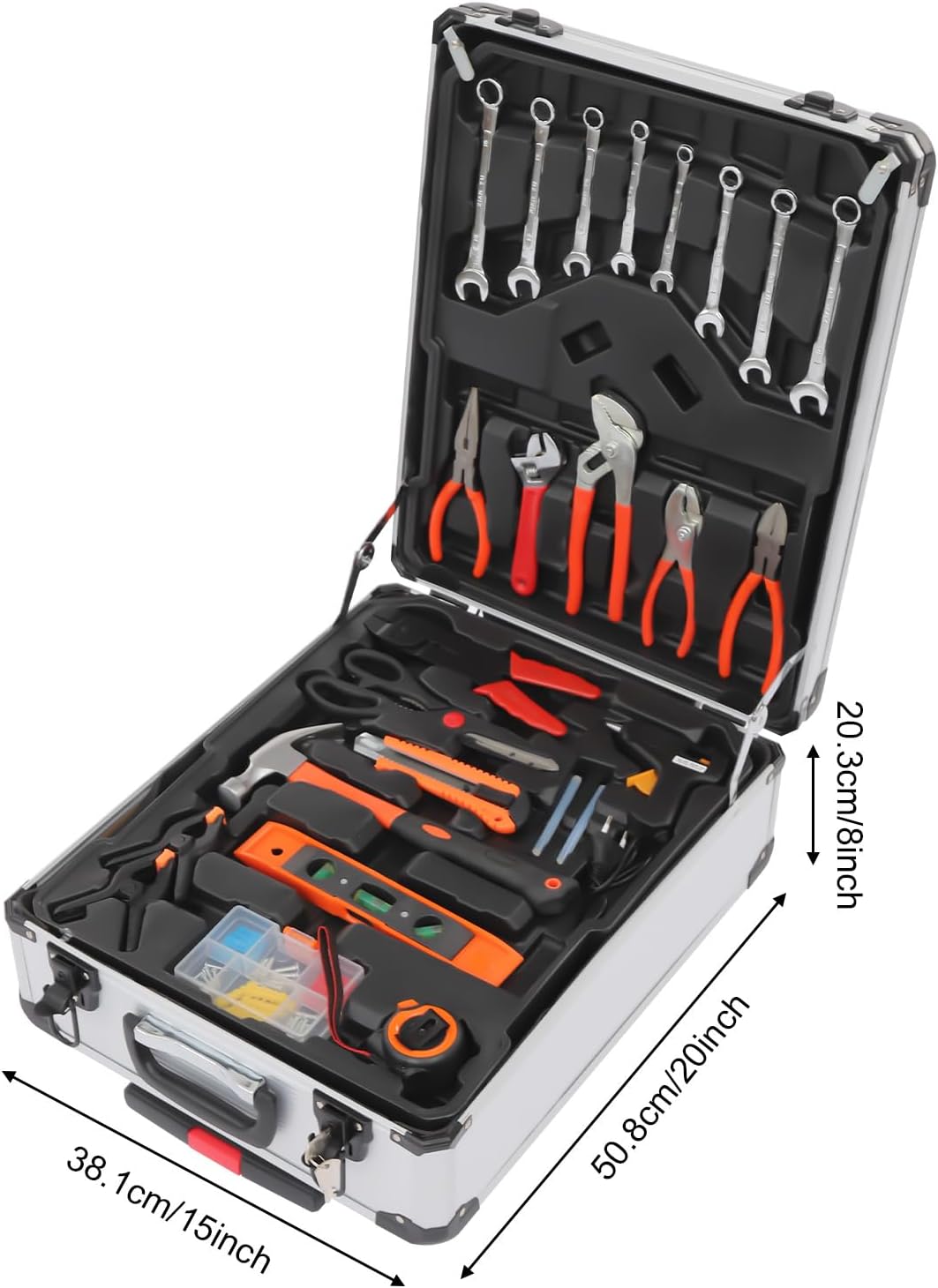 🔥 Angebote & Aktionen – Tool Box Filled 187-Piece Tool Set | Tools with Rubberised Handle | Lockable Workshop Case Equipped with Wrench, Hammer, Pliers, Screwdriver, Tool Box – Bild 7