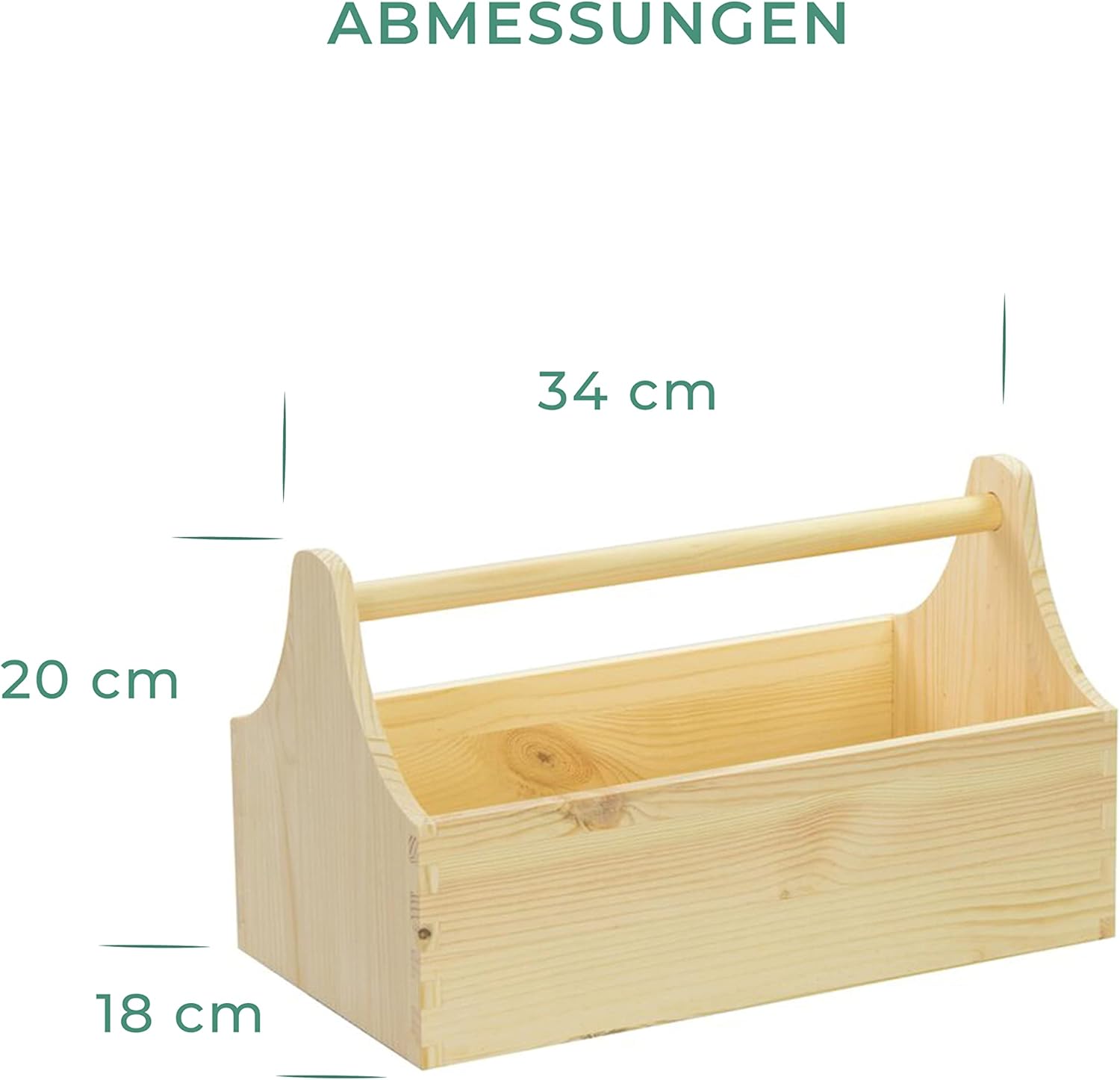 🔥 Angebote & Aktionen – Wooden tool box with carrying handle - natural pine untreated - approx. 34 x 20 x 18 cm - Grinscard – Bild 7