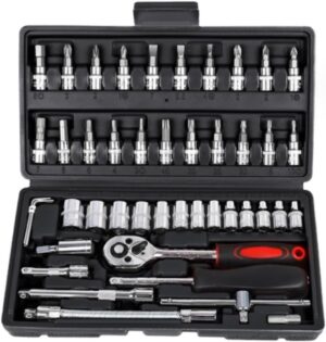🚗 KFZ & Werkstatt – Kfz Werkzeug 46-teiliges Innensechskant-Ratschen-Drehmomentschlüssel-Auto-Combo-Reparaturwerkzeug-Set Werkzeugkoffer(Black)
