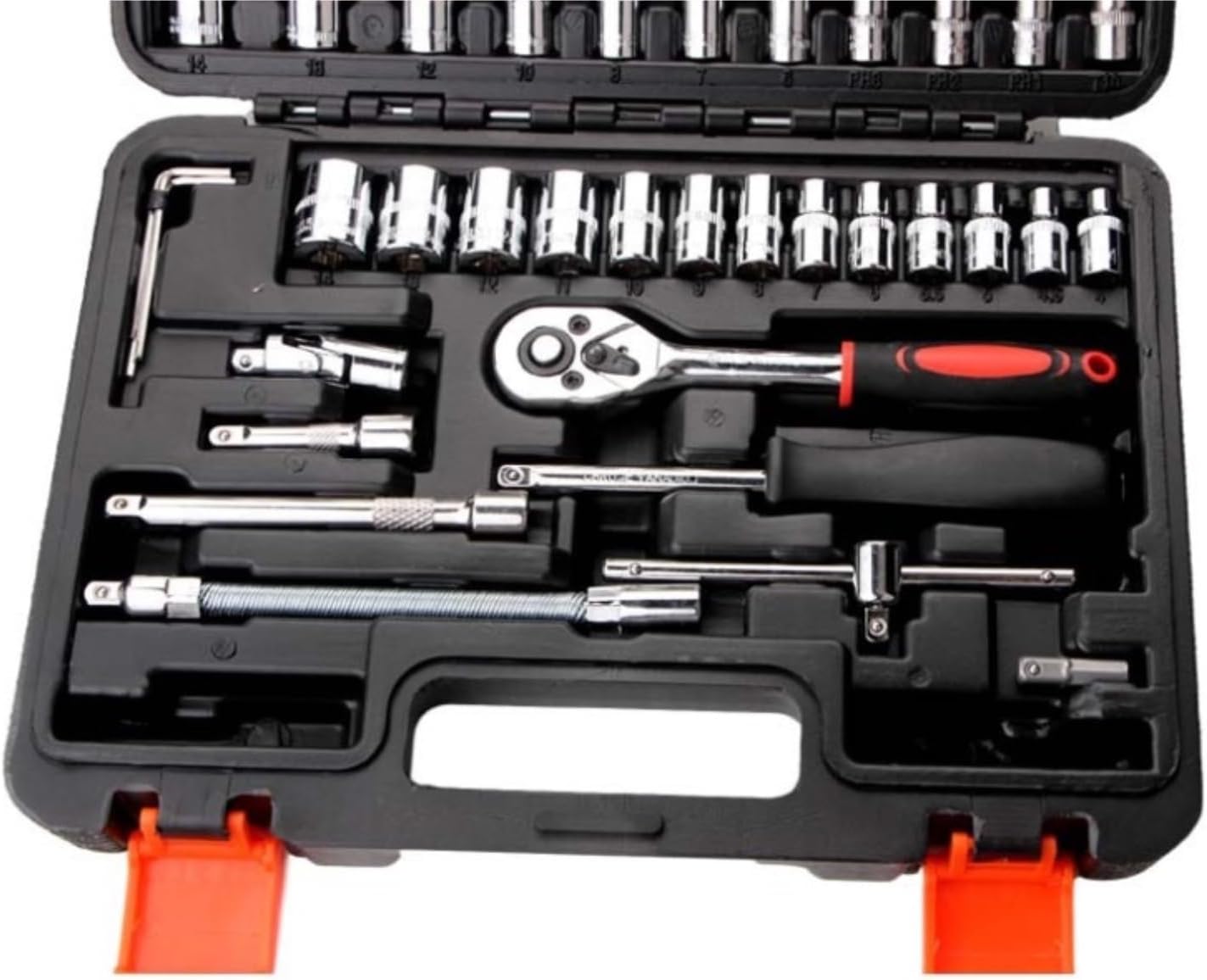 🚗 KFZ & Werkstatt – Car Tool 53-Piece Ratchet Wrench Set for Home, Car, Bike, Garage, Trunk, with Plastic Tool Box Tool Box – Bild 5
