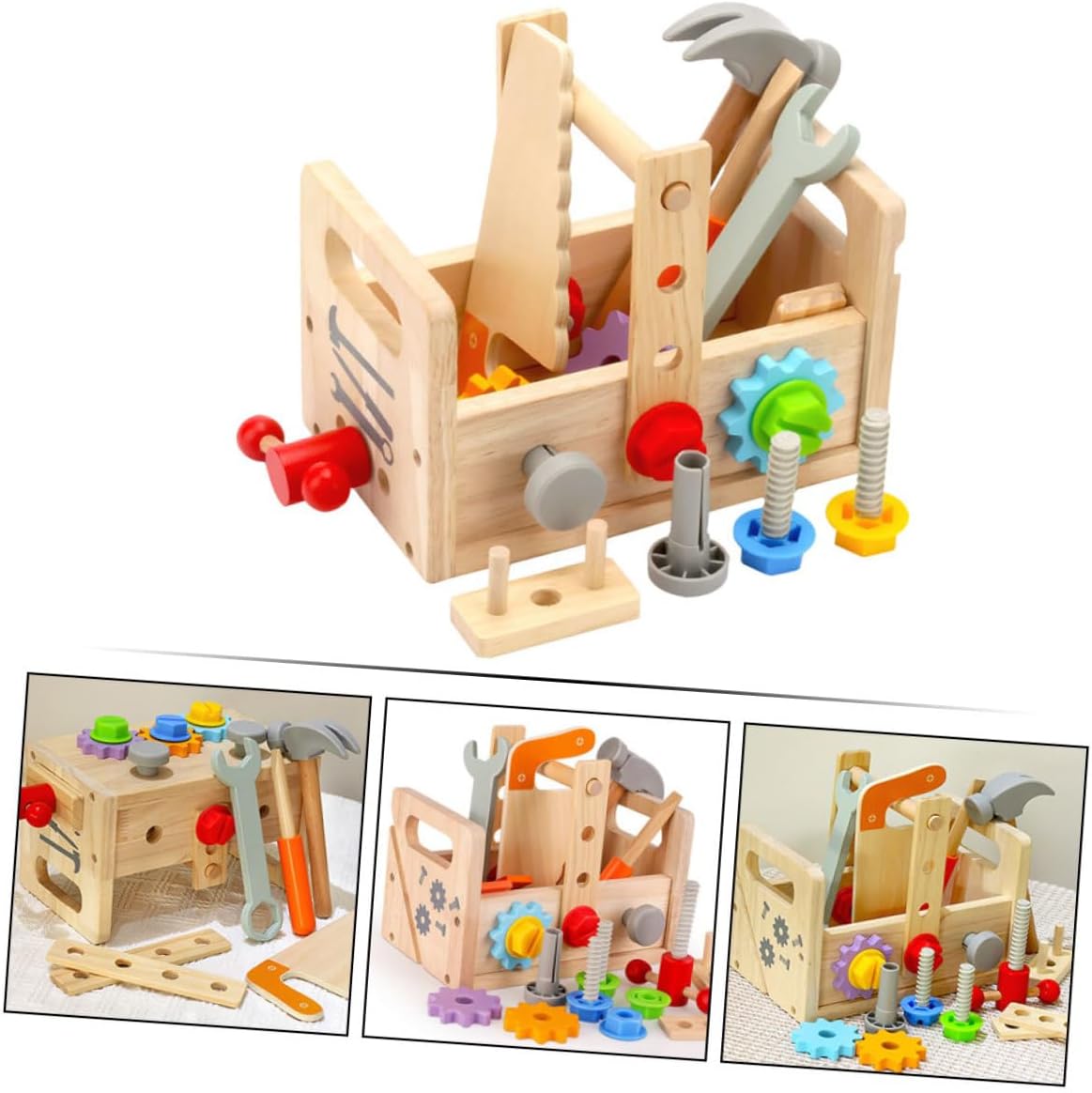 ⚒️ Bau & Montage – Holz Werkzeugsatz Für Junge Mädchen Lernspielzeug Mit Werkzeugkoffer Für Kleinkinder Praktisches Spielzeug Für Kreatives Rollenspiel Und Handwerkliche Fertigkeiten Geeignet – Bild 6