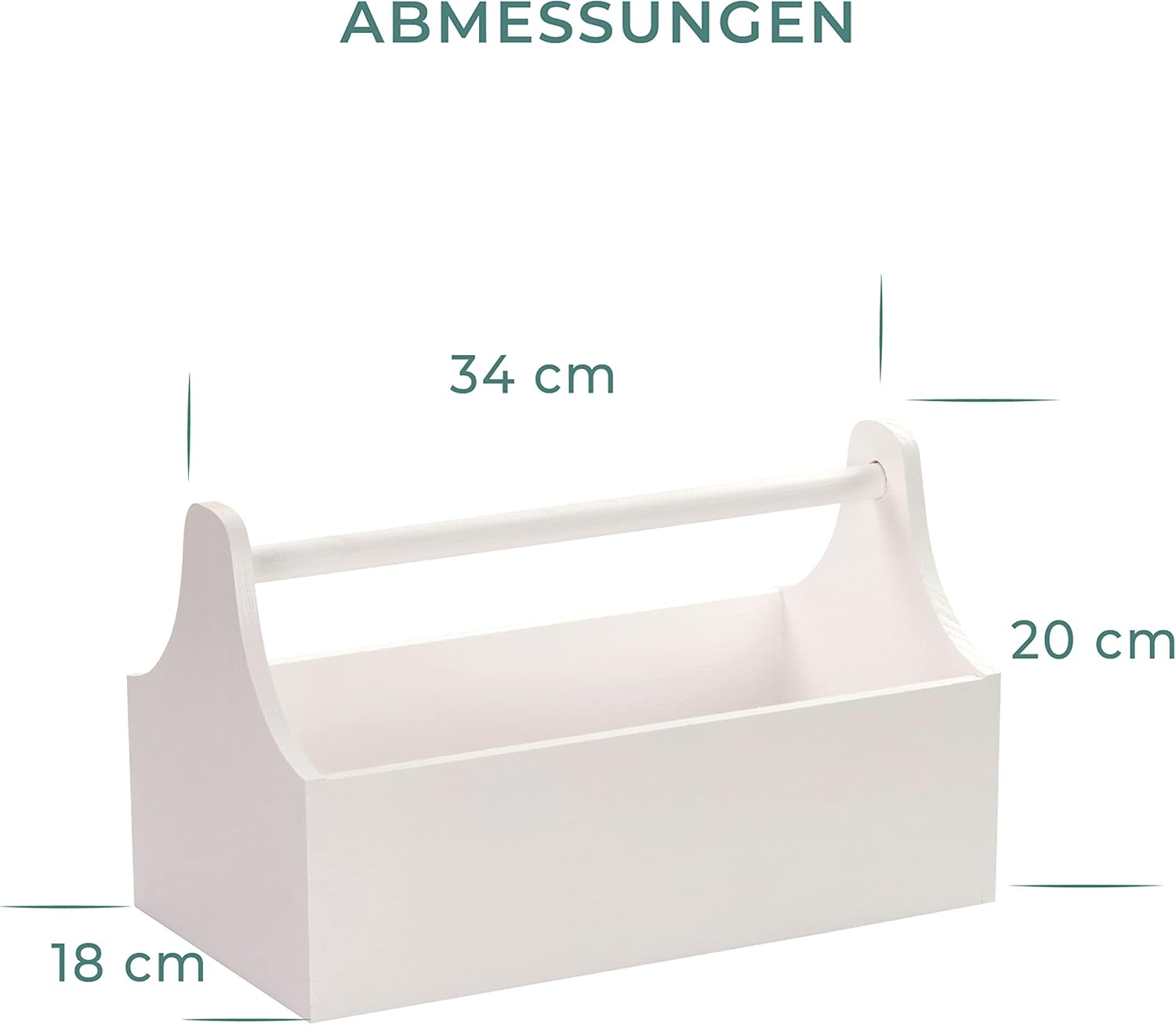 🔥 Angebote & Aktionen – Wooden tool box with carrying handle - White lacquered pine - approx. 34 x 20 x 18 cm - Grinscard – Bild 9