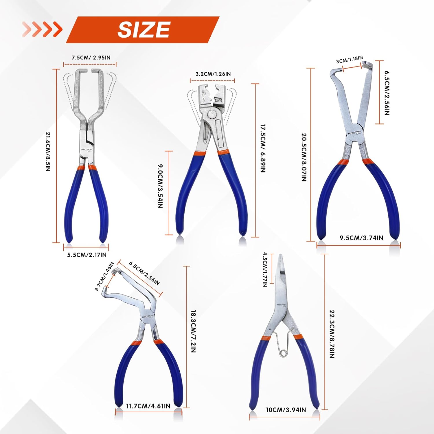 🚗 KFZ & Werkstatt – 5 Piece Electric Cut Off Pliers Set - Fuel Hose Plug Locking Ring Pliers for Automotive Repair – Bild 2