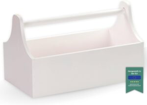 🔥 Angebote & Aktionen – Wooden tool box with carrying handle - White lacquered pine - approx. 34 x 20 x 18 cm - Grinscard