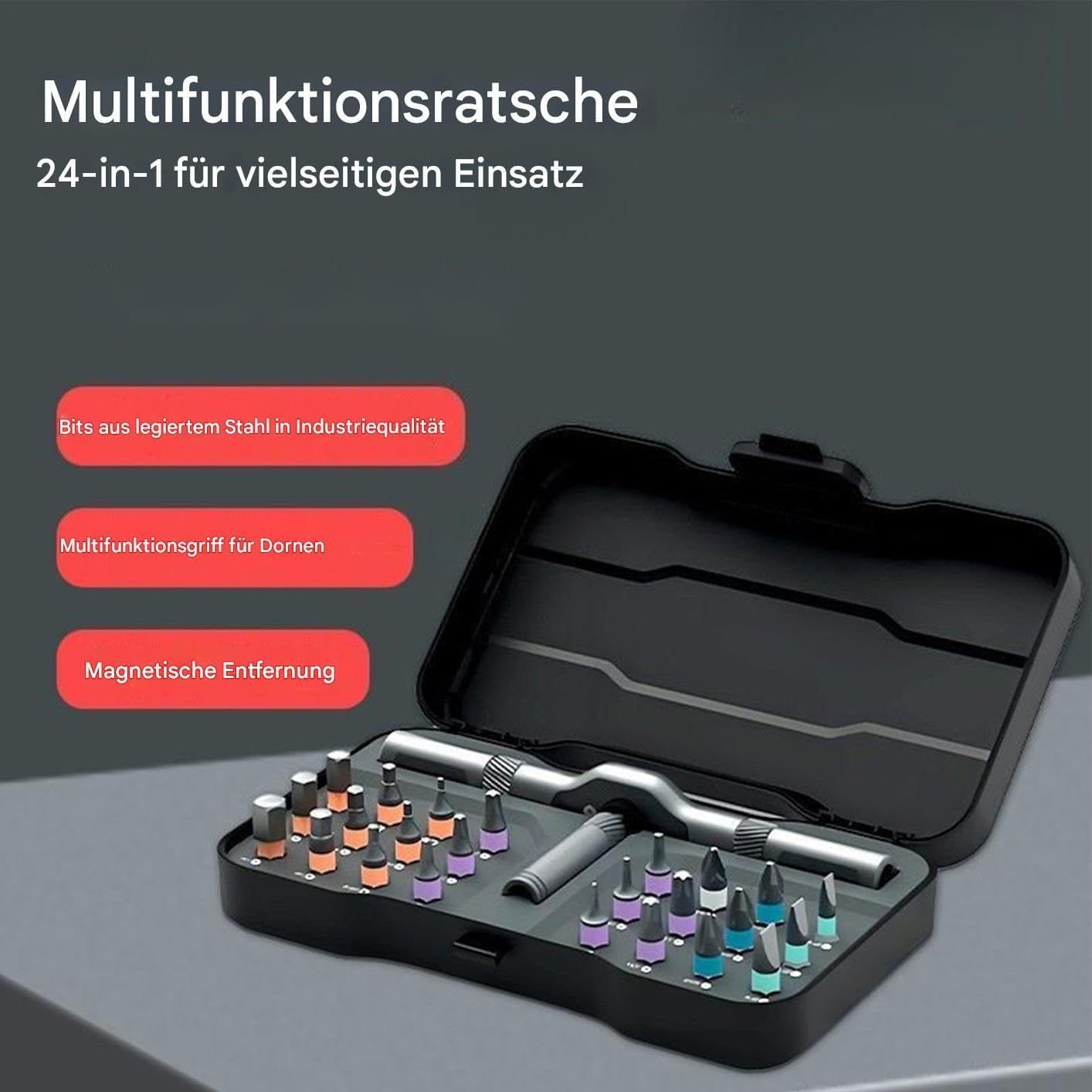 ⚒️ Bau & Montage – Generisch Schraubendreher Set, Ratschenschlüssel Set, Ratschenschraubendreher, Werkzeugset Für Wartung, Werkzeugkoffer, 24-teiliges Präzisions Ratsche Sets Für Konstruktion, Elektronik Und Handwerk – Bild 6