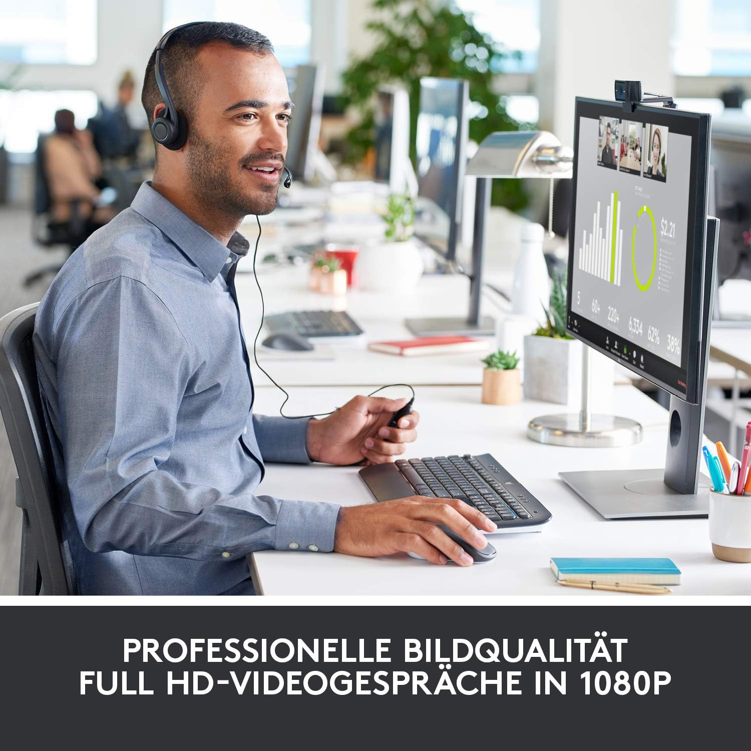 🔥 Angebote & Aktionen – Logitech C920 HD PRO webcam, Full HD 1080p, 78 ° field of view, autofocus, clear stereo sound, exposure compensation, USB port for Skype, FaceTime, hangouts, etc. PC / Mac / ChromeOS / Android - Black – Bild 2