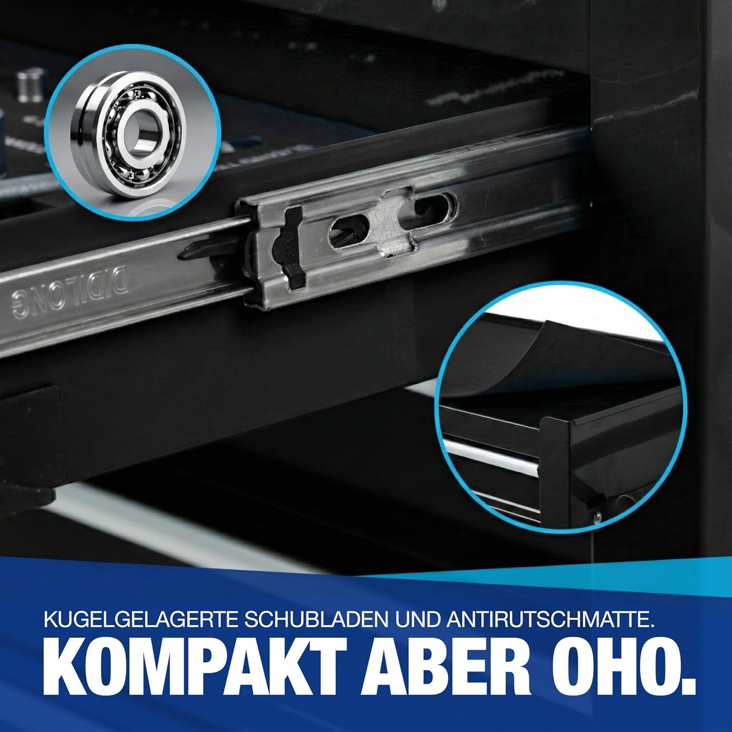 🚗 KFZ & Werkstatt – NTG Workshop Trolley 4 Drawers + Large Compartment – Empty – Ball Bearing Drawers – Transport Lock – 2 Wheels with Parking Brake – Tool Trolley – Perfect Workshop Organisation – Bild 5