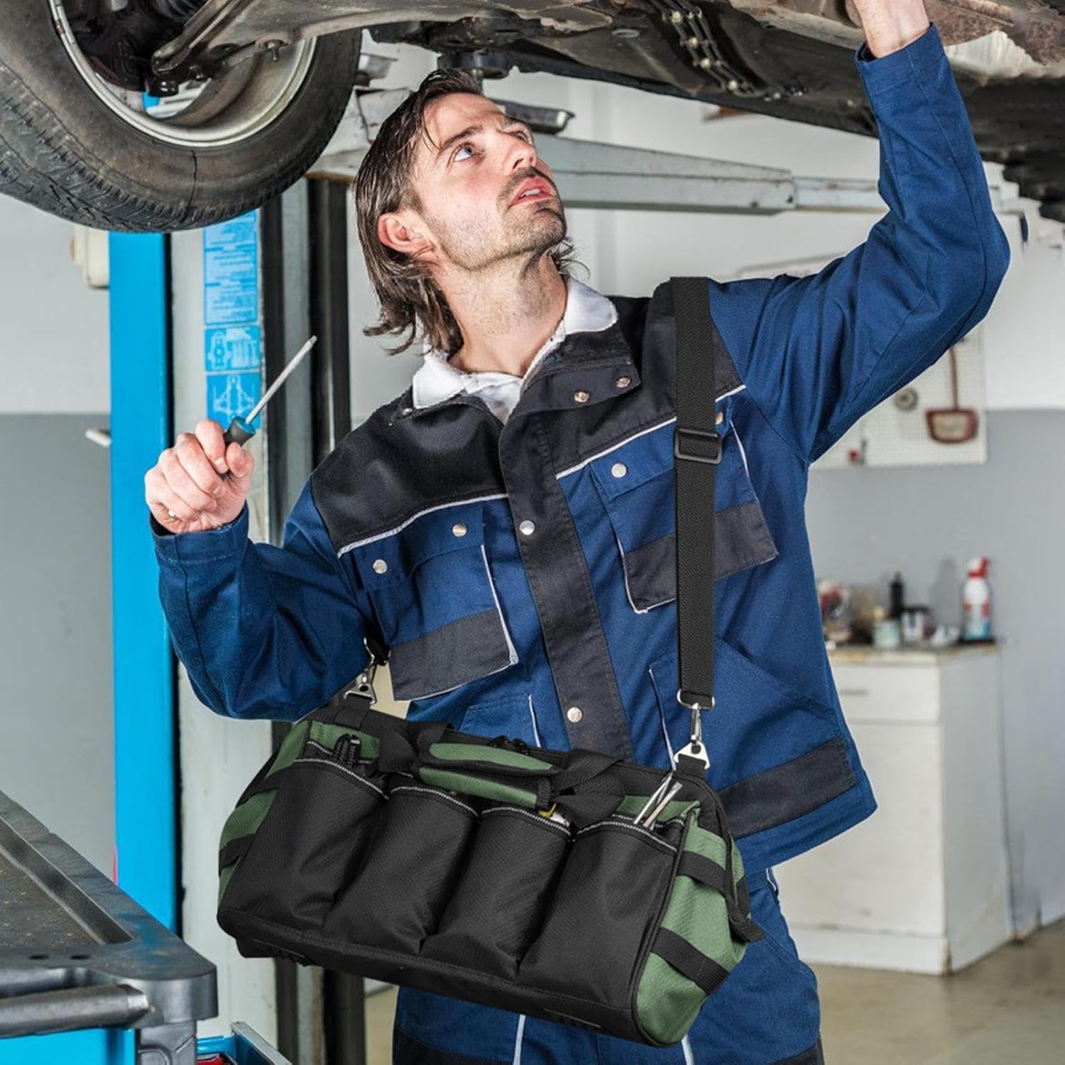 🔥 Angebote & Aktionen – Werkzeugtasche Organizer - Robuste 16-Taschen Tasche | Werkzeugkoffer mit Reißverschluss | Mechaniker Klempner Werkstatt Reparatur Schraubendreher Bohrerbits – Bild 2