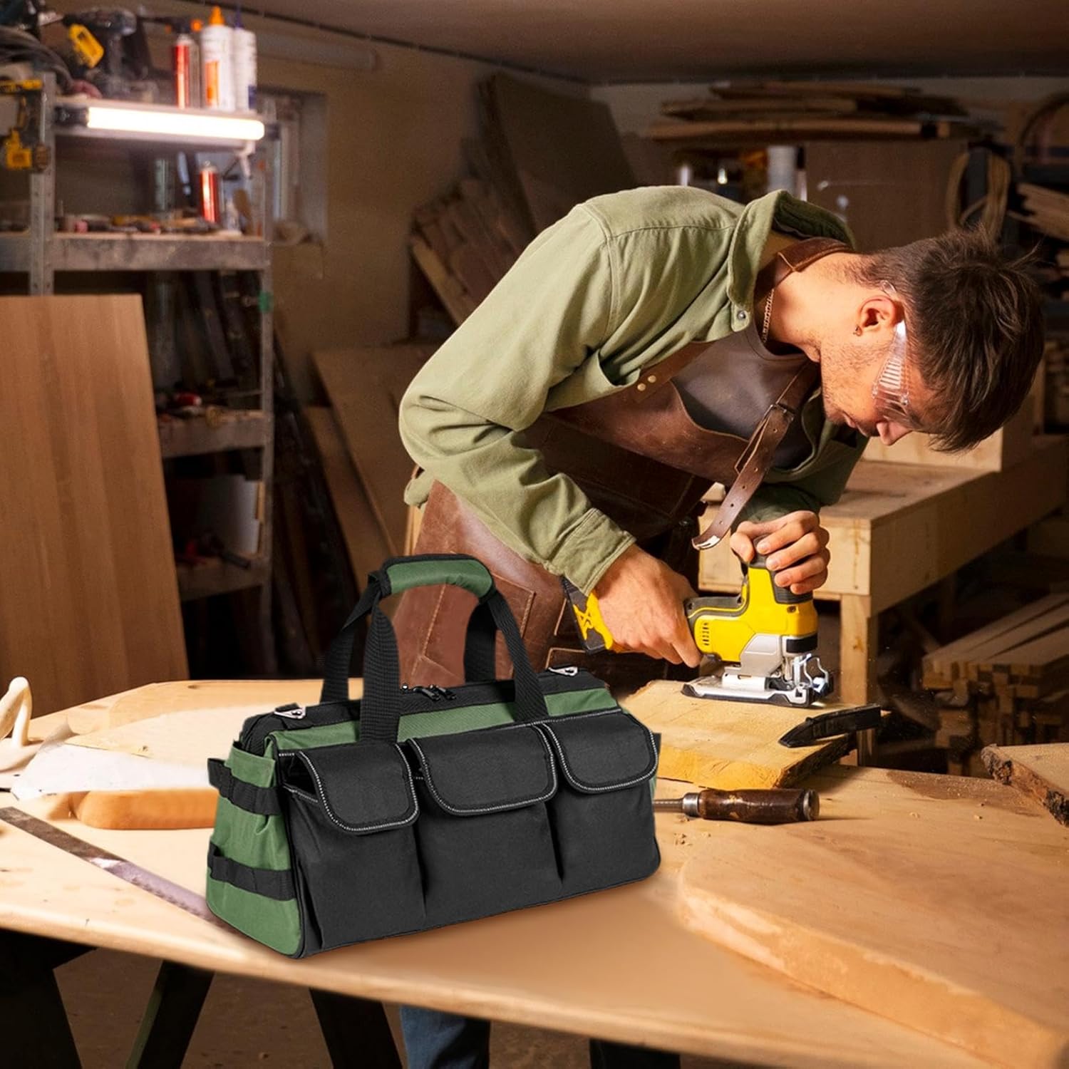 🔥 Angebote & Aktionen – Werkzeugtasche - 16-Taschen Tragbare Tragetasche - Werkzeugkoffer mit Reißverschluss,Für Vater Mechaniker Klempner Werkstatt Bau Schraubendreher Schraubenschlüssel – Bild 8