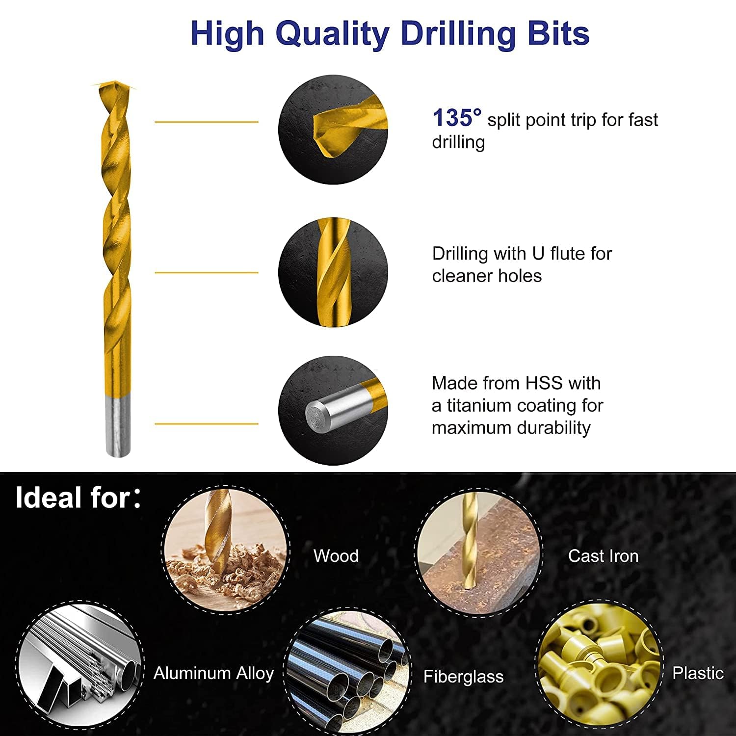 🔥 Angebote & Aktionen – Hurricane Titanium Drill Bit Set, High Speed Steel in Metric Size for Wood, Metal and Aluminium Alloy, 99 pieces – Bild 3