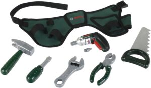 ⚒️ Bau & Montage – Theo Klein 8493 Bosch Werkzeuggürtel mit Akku-Akkuschrauber Ixolino und zahlreichen Werkzeugen, Maße: 76 cm x 24 cm x 4,5 cm, Spielzeug für Kinder ab 3 Jahren