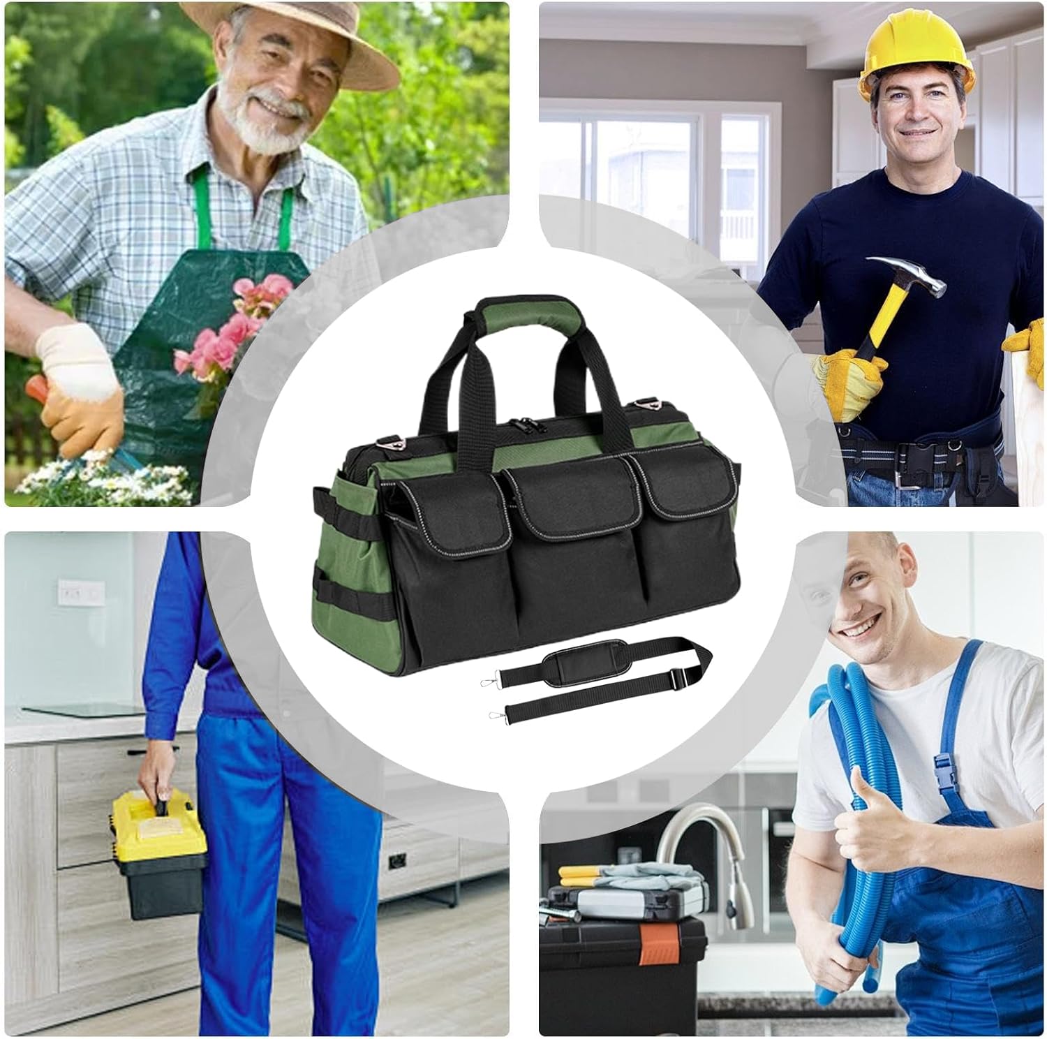 🔥 Angebote & Aktionen – Werkzeugtasche Organizer - Robuste 16-Taschen Tasche | Werkzeugkoffer mit Reißverschluss | Mechaniker Klempner Werkstatt Reparatur Schraubendreher Bohrerbits – Bild 4