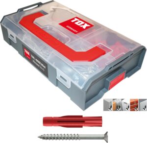 ⚒️ Bau & Montage – TOX L-BOXX Mini Allround Tri + S Dübelsortiment, 280-teilig, verstellbar, stapelbar M, mit Allzweckdübel Tri + passenden Schrauben mit TX-Antrieb, für Befestigungen in fast allen Baumaterialien, 094901201
