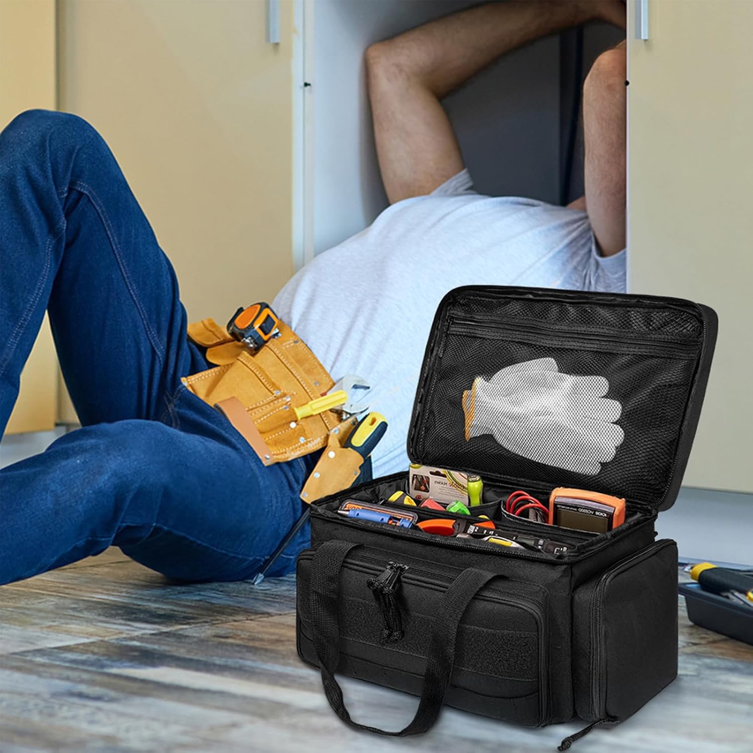 🔥 Angebote & Aktionen – Tool Bag for Men, Tool Box Organizer with Anti-Friction and Thick Padded Base, Multifunctional Work Bag Tool Storage, Organizer Bag for Repair Man, Electrician – Bild 4