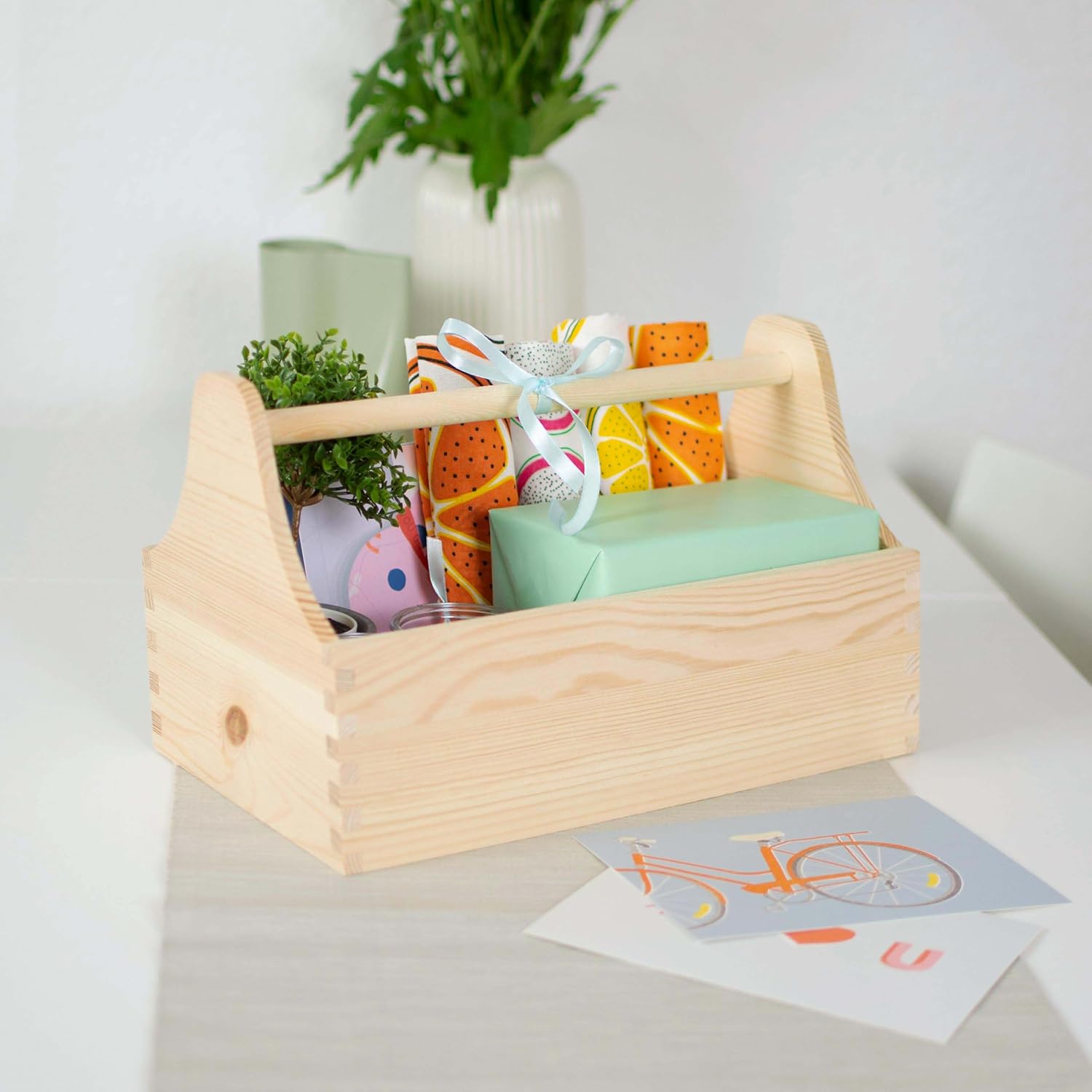 🔥 Angebote & Aktionen – Wooden tool box with carrying handle - natural pine untreated - approx. 34 x 20 x 18 cm - Grinscard – Bild 5