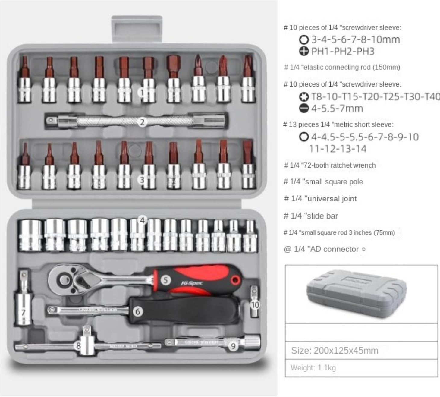 🚗 KFZ & Werkstatt – Car Tool 40 Piece Socket Wrench Set, Hand Tool Set, Ratchet Wrench for Car Repair Tool Set, Tool Box – Bild 2