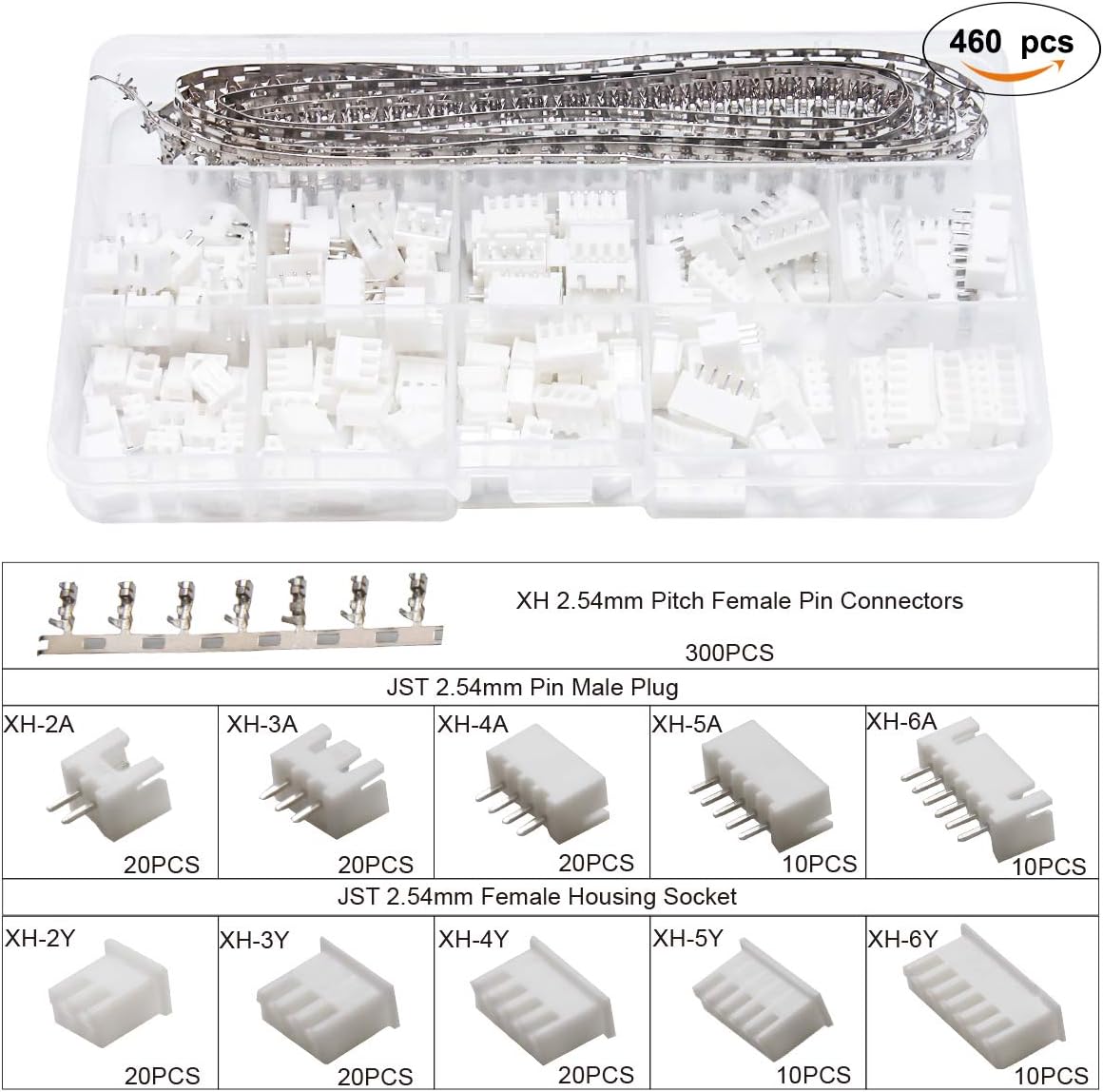 ⚡ Elektro & Technik – Preciva Crimpzange Dupont-Stecker-Set, 1550 x 2,54 mm Dupont-Stecker und Crimpstifte, 460 x 2,54 mm JST-XH JST-Stecker-Set, Crimpkontakte und Buchsengehäuse, Crimpzange für 0,1–1 mm² – Bild 5