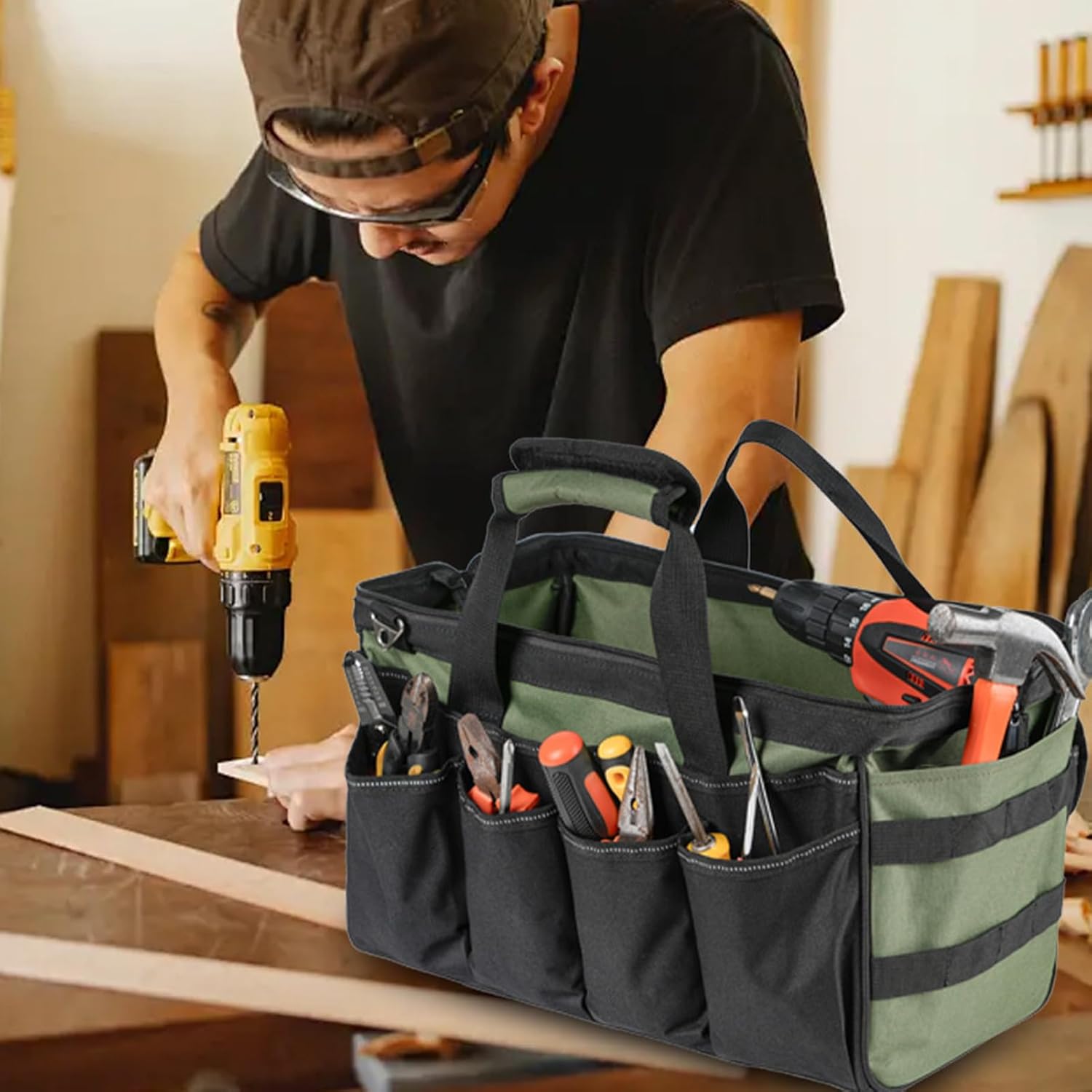 🔥 Angebote & Aktionen – Werkzeug Aufbewahrungstasche, Oxford-Stoff Tragbarer Organizer, Werkzeugkoffer mit Reißverschluss, Für Männer Väter Ehemänner Mechaniker Klempner Zimmerleute Garage Bau Reparatur – Bild 7