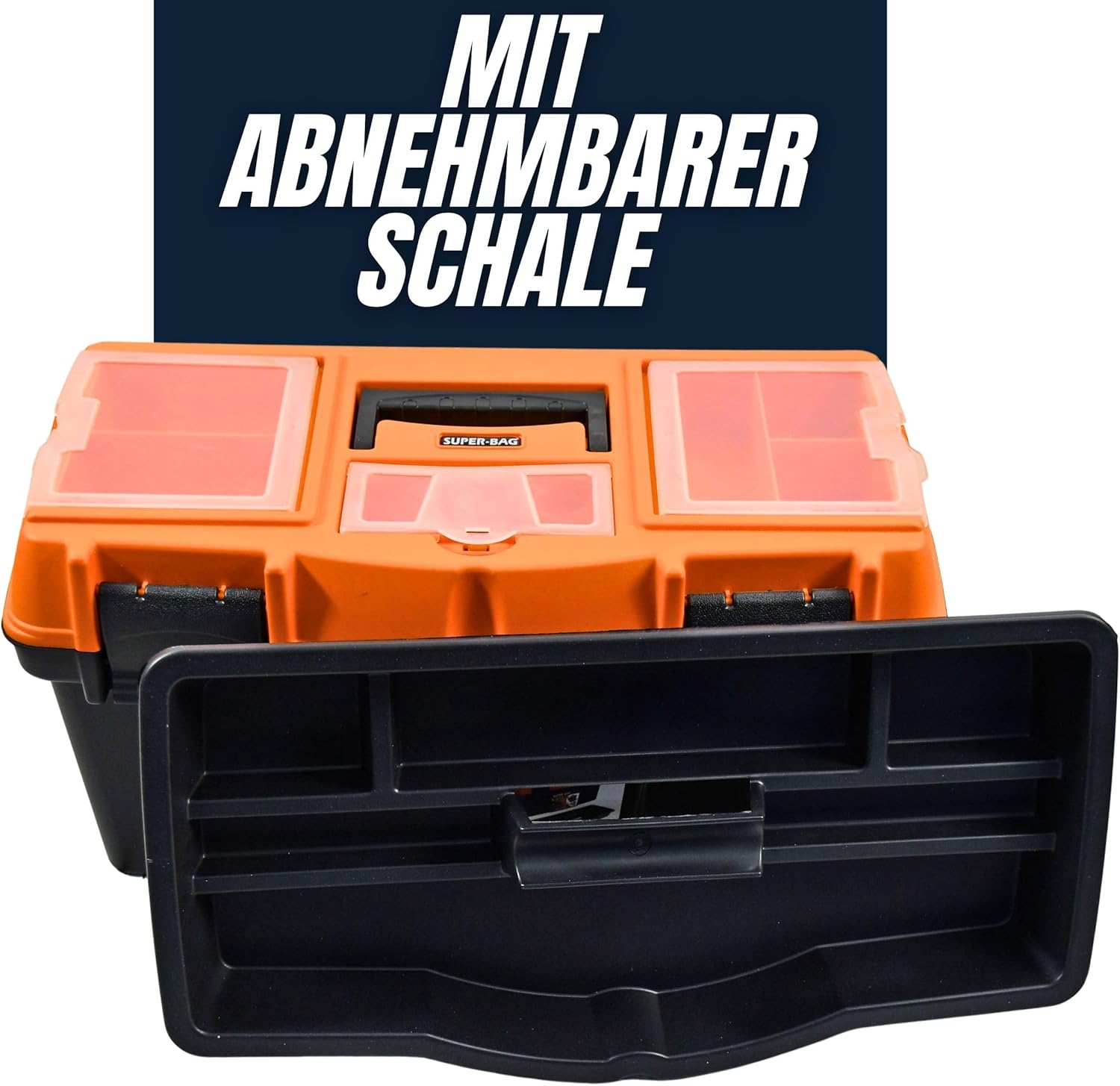 🔥 Angebote & Aktionen – Empty Classic Tool Box 19 Inches (49 x 26 x 24 cm), Lockable, Tool Box with Handle and Small Parts Compartments & Ideal for DIY, Craftsmen, Plastic Tool Box – Bild 2