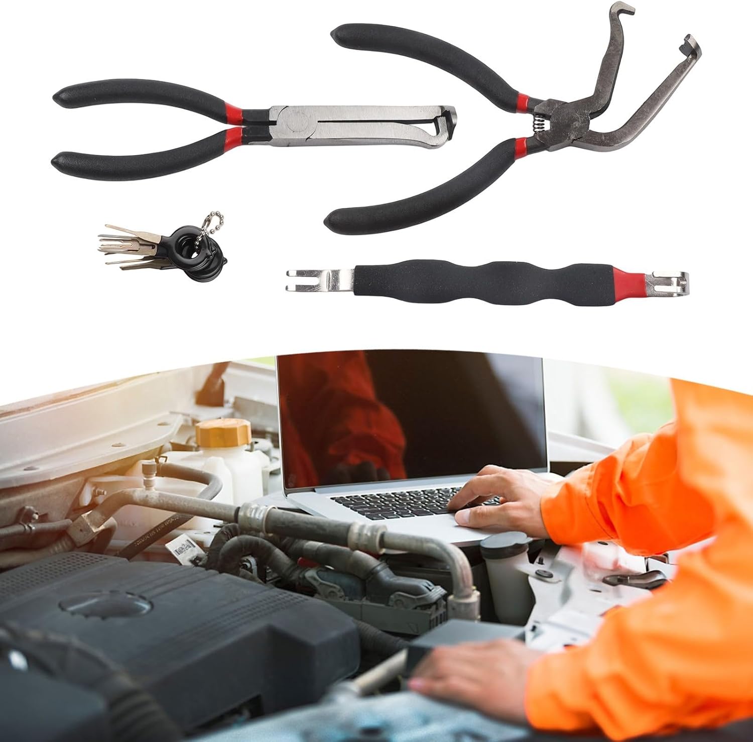 🚗 KFZ & Werkstatt – 3-Piece Car Connector Separator Set with 8 Terminal Release Tools, Cable Connector Release Tool for Automotive Repair – Bild 5