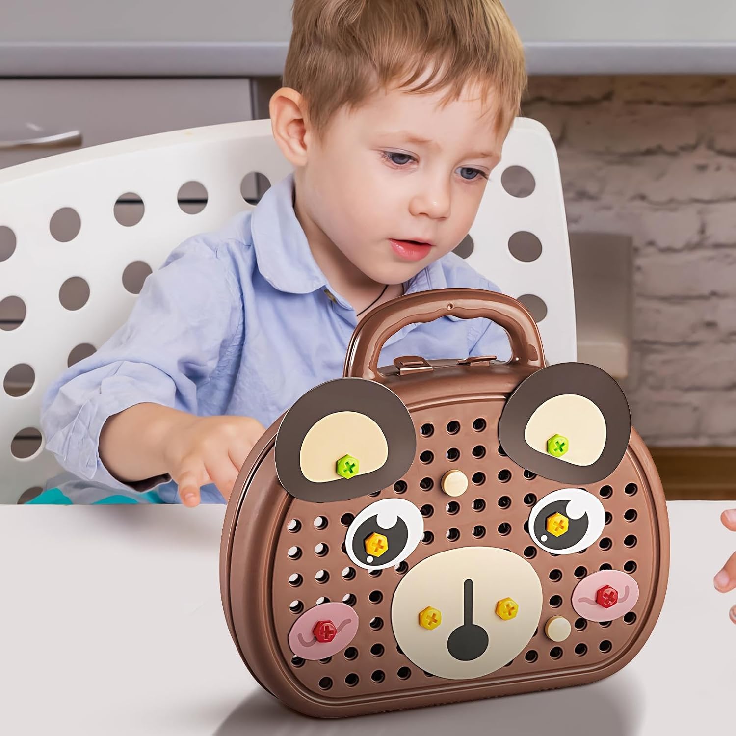 ⚡ Elektro & Technik – Kinder-Werkzeugset, Schrauben-Werkzeugkasten für Kinder mit elektrischer Bohrmaschine, pädagogisches Spielset zum Aufbau der Feinmotorik für Kinder im Vorschulalter und Kleinkinder ab 3 Jahren – Bild 9