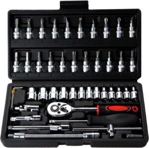 🚗 KFZ & Werkstatt – Car Tool 46-Piece Socket Set 1/4 Inch Socket Set with Ratchet Drive for Car Repair and Home Use Tool Box