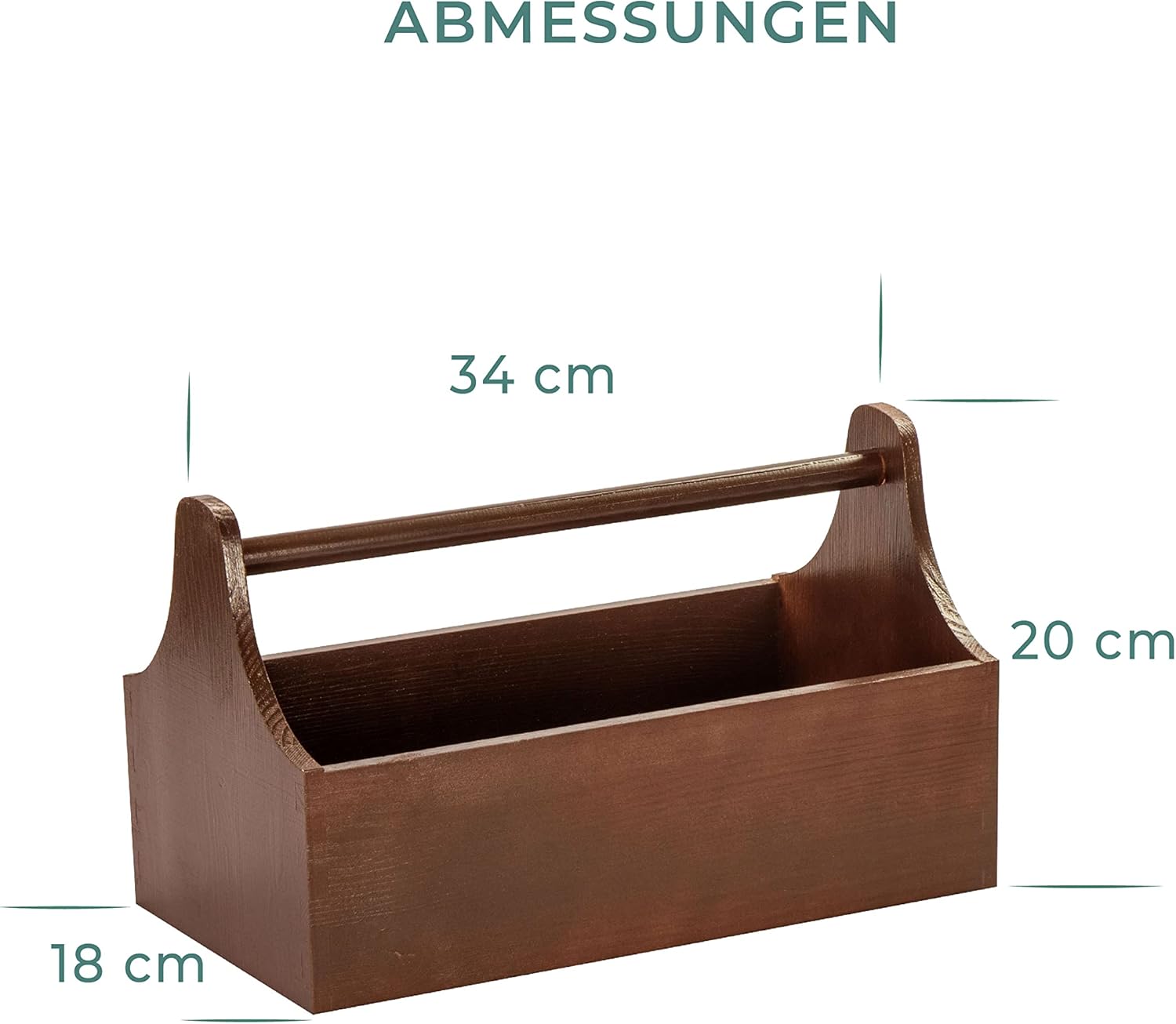 🔥 Angebote & Aktionen – Wooden toolbox with carrying handle - Pine Brown Lacquered - approx. 34 x 20 x 18 cm - Grinscard – Bild 6