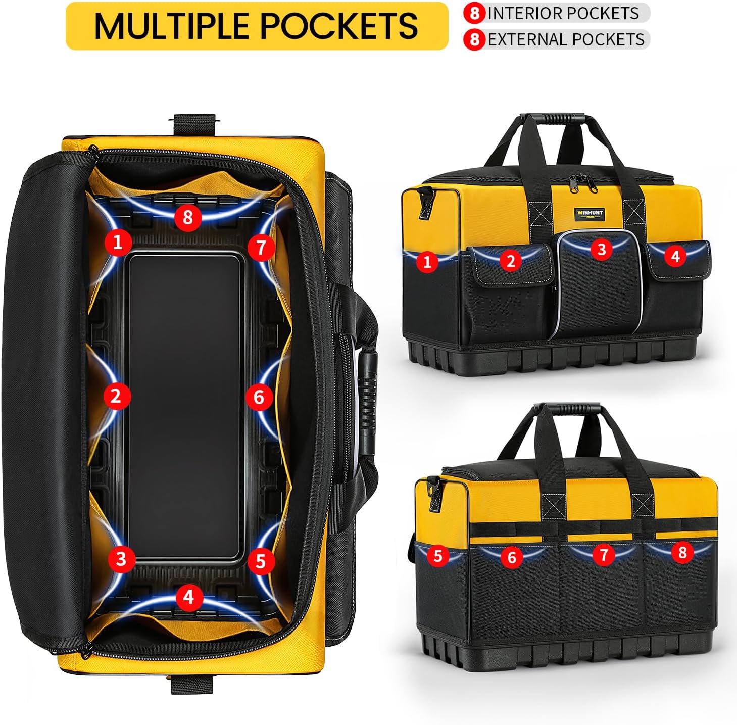🔥 Angebote & Aktionen – WINHUNT Tool Bag, 20 Inch Tool Organisers, 600 Denier Large Tool Bag for DIY & Equipment Storage, Yellow and Black (50 cm/20 Inches) – Bild 4