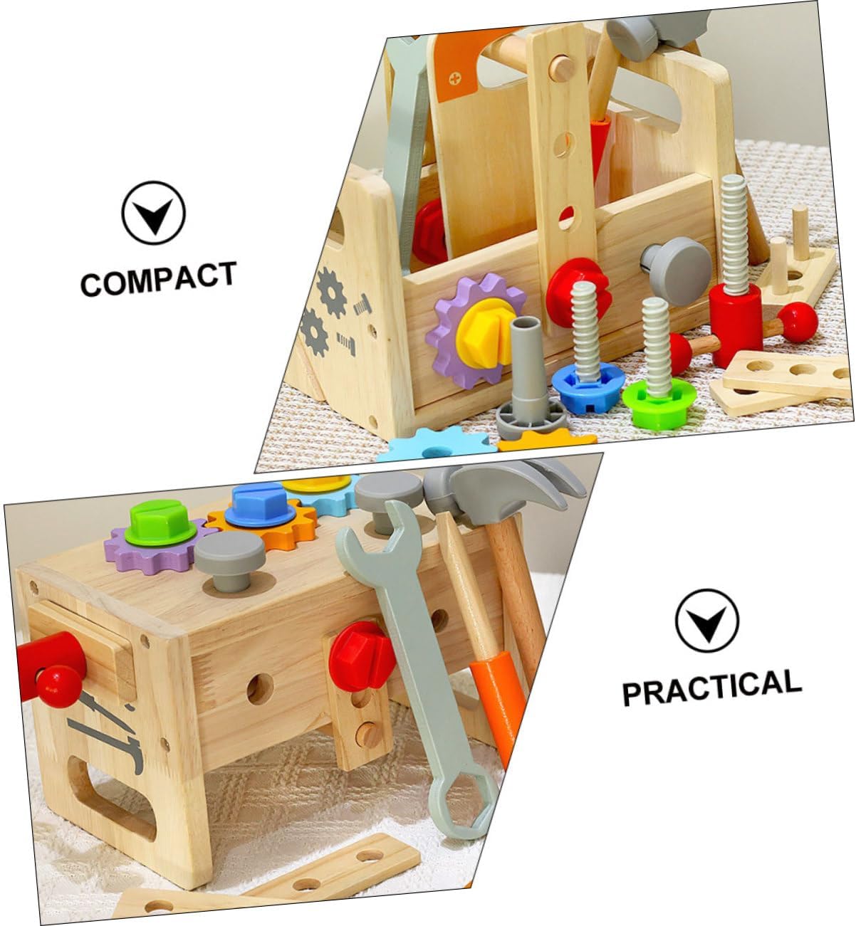 ⚒️ Bau & Montage – Holz Werkzeugsatz Für Junge Mädchen Lernspielzeug Mit Werkzeugkoffer Für Kleinkinder Praktisches Spielzeug Für Kreatives Rollenspiel Und Handwerkliche Fertigkeiten Geeignet – Bild 8