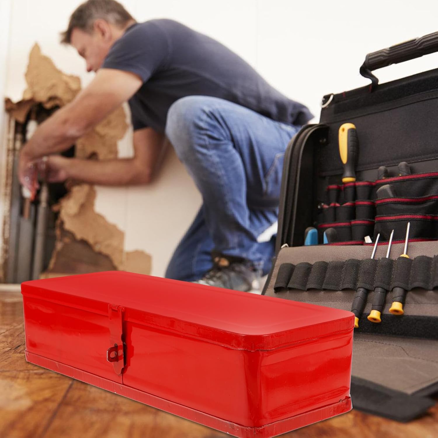 🚗 KFZ & Werkstatt – LIFKOME Werkzeugkasten Metall Werkzeugbox Verdickter Stahl 34x13x8cm Aufbewahrungsbox Für Handwerker Und Auto – Bild 5