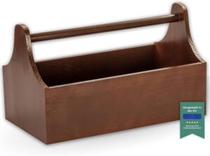 🔥 Angebote & Aktionen – Wooden toolbox with carrying handle - Pine Brown Lacquered - approx. 34 x 20 x 18 cm - Grinscard