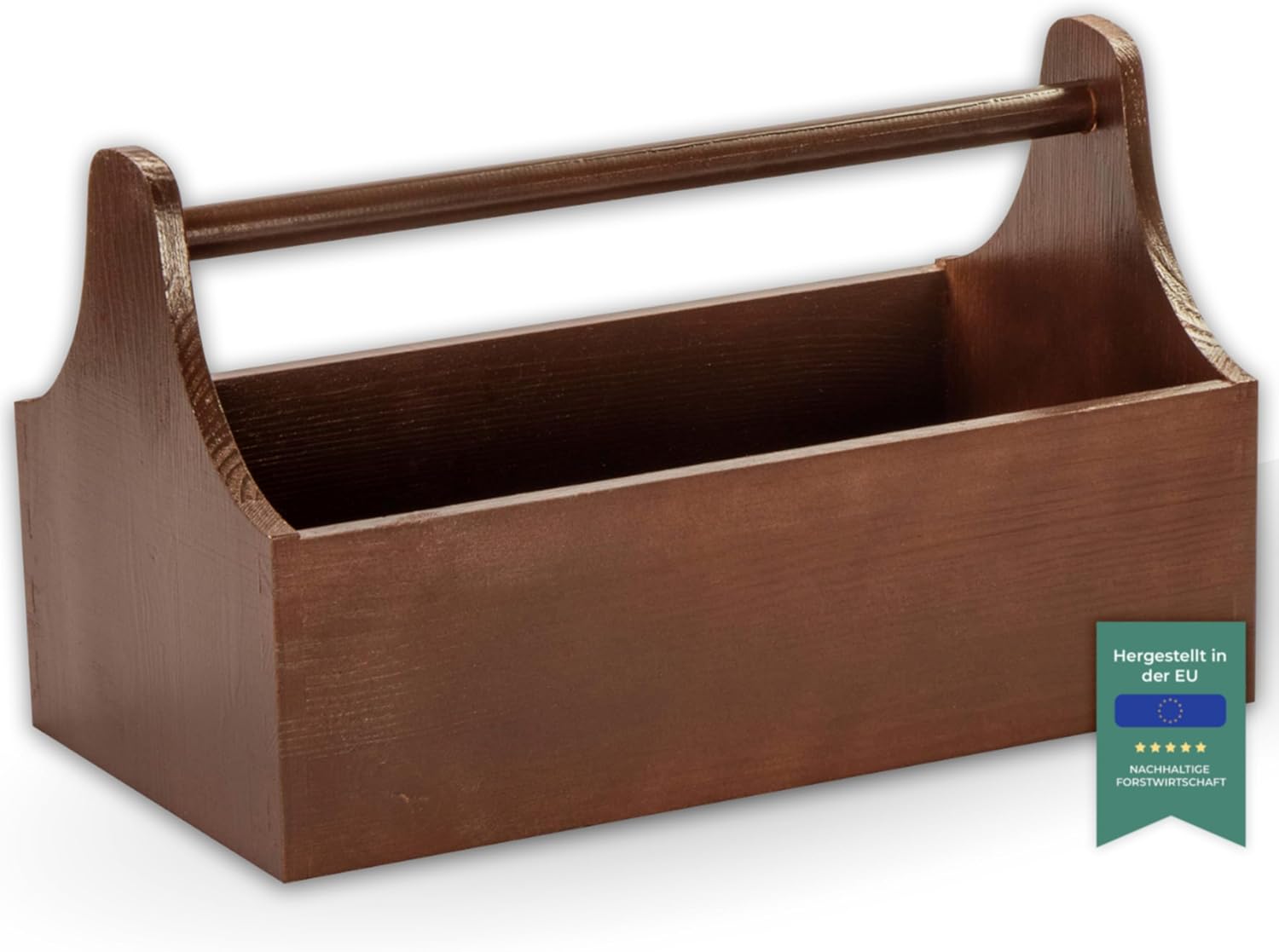🔥 Angebote & Aktionen – Wooden toolbox with carrying handle - Pine Brown Lacquered - approx. 34 x 20 x 18 cm - Grinscard