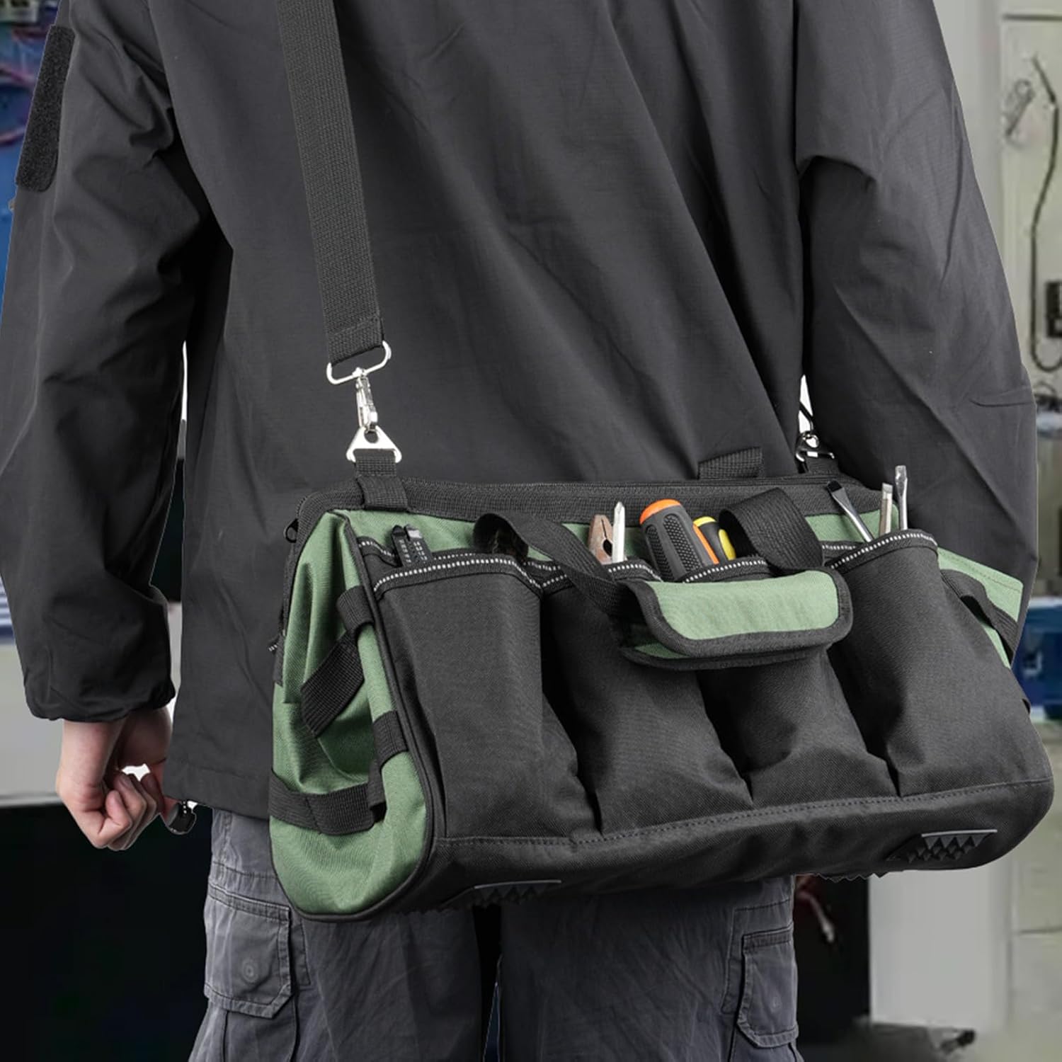 🔥 Angebote & Aktionen – Werkzeugtasche Organizer - Robuste 16-Taschen Tasche | Werkzeugkoffer mit Reißverschluss | Mechaniker Klempner Werkstatt Reparatur Schraubendreher Bohrerbits – Bild 9