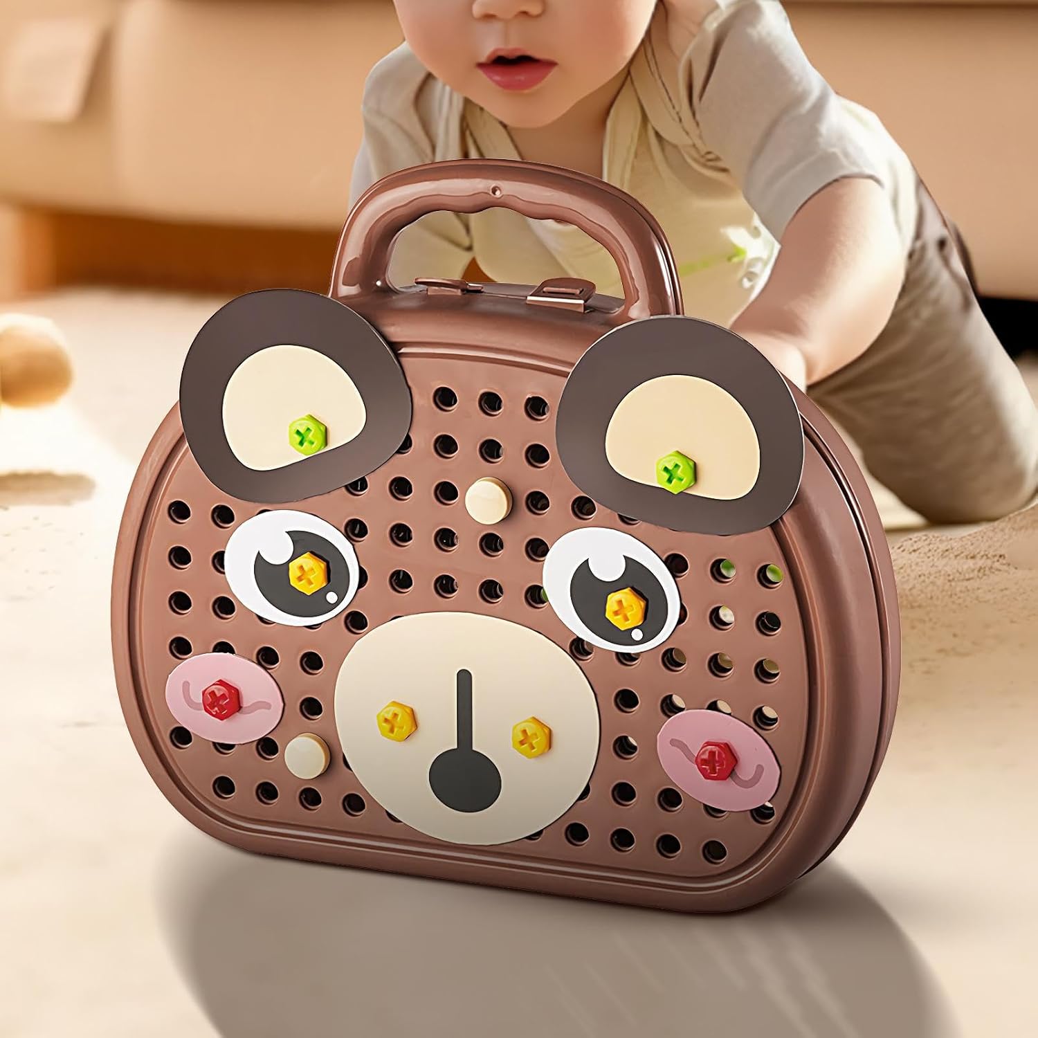 ⚡ Elektro & Technik – Kinder-Werkzeugset, Schrauben-Werkzeugkasten für Kinder mit elektrischer Bohrmaschine, pädagogisches Spielset zum Aufbau der Feinmotorik für Kinder im Vorschulalter und Kleinkinder ab 3 Jahren – Bild 8