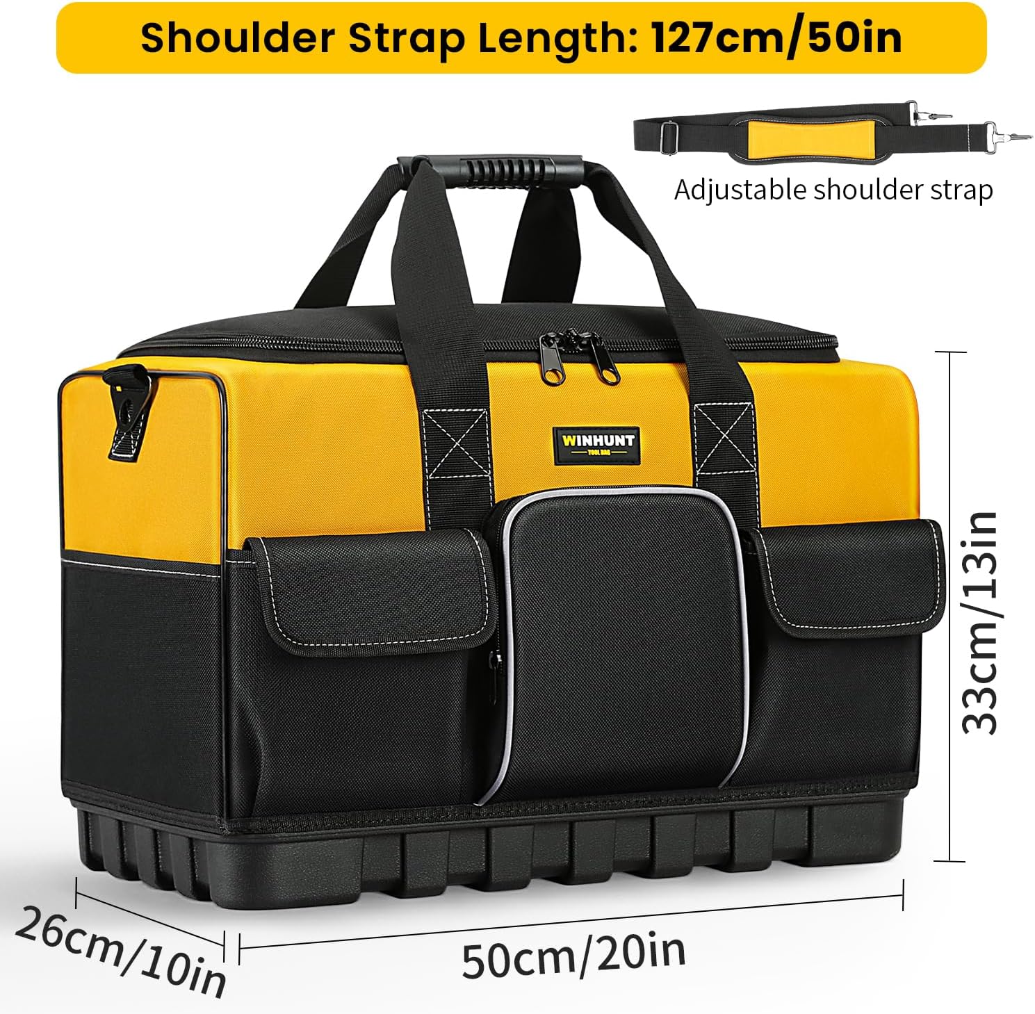 🔥 Angebote & Aktionen – WINHUNT Tool Bag, 20 Inch Tool Organisers, 600 Denier Large Tool Bag for DIY & Equipment Storage, Yellow and Black (50 cm/20 Inches) – Bild 2