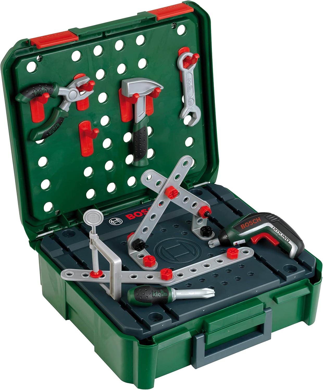 ⚒️ Bau & Montage – Theo Klein 8396 Bosch Werkbankkoffer + IXOLINO II I Für Konstruktionsspiele I Inklusive Werkzeug und Zubehör I Spielzeug für Kinder ab 3 Jahren