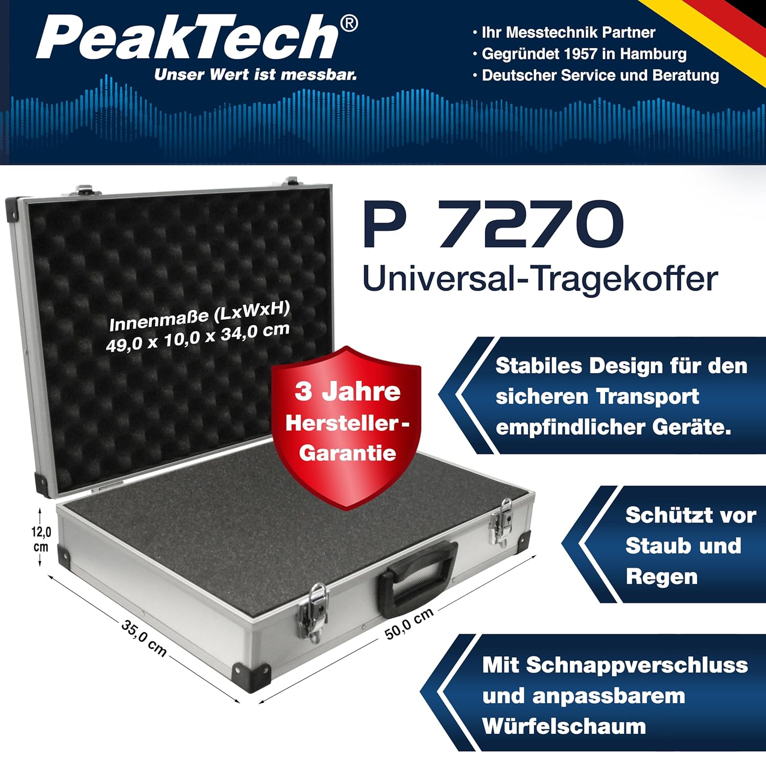 🔥 Angebote & Aktionen – PeakTech P 7270, 1 x Universal Aluminium Case, XXL, 500 x 350 x 120 mm, P 7270 – Bild 2