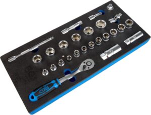 🚗 KFZ & Werkstatt – BGS 4052 Tool Tray 1/3 Socket Set, Multi-Colour, 3/8-Inch Set of 26 Pieces
