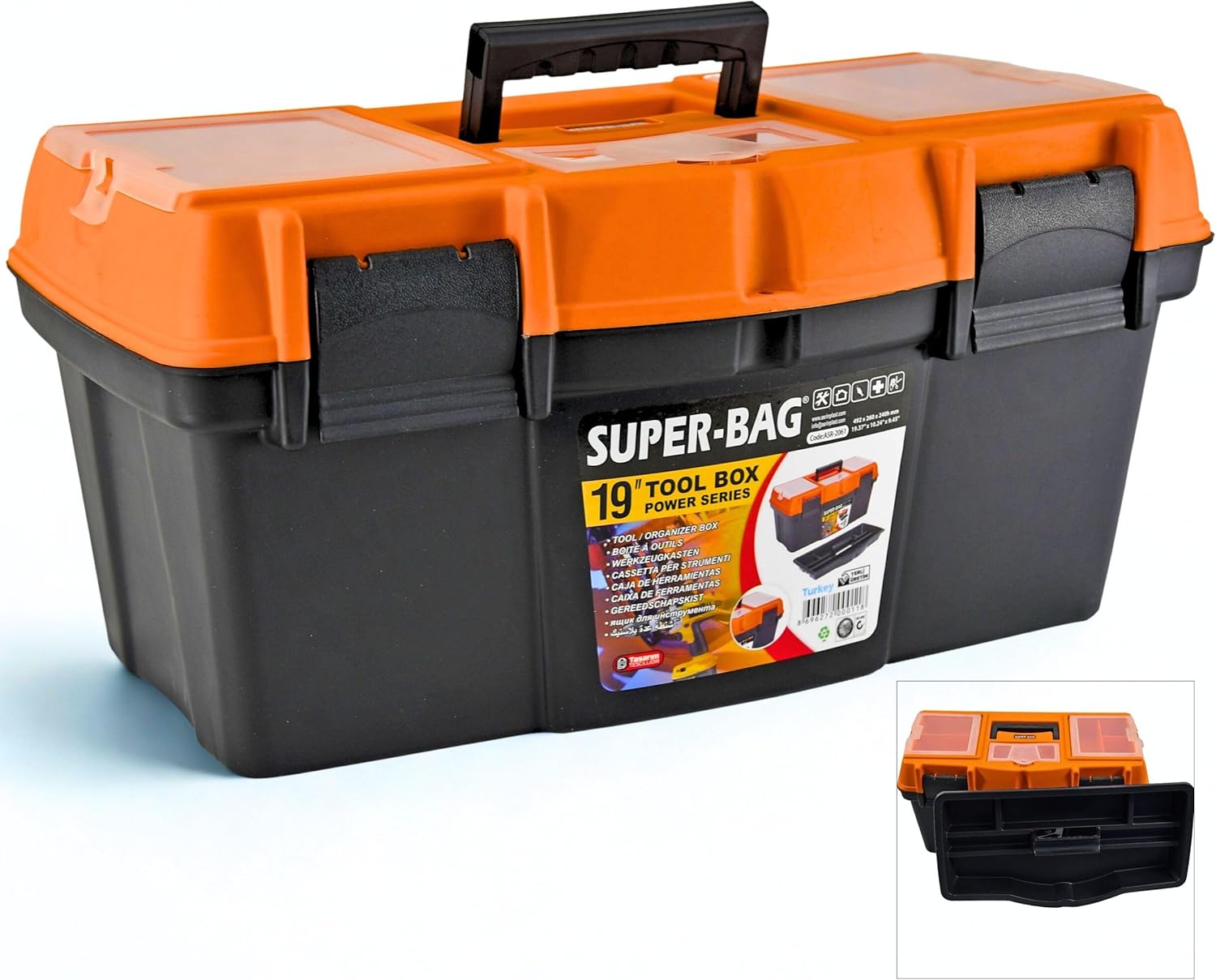 🔥 Angebote & Aktionen – Empty Classic Tool Box 19 Inches (49 x 26 x 24 cm), Lockable, Tool Box with Handle and Small Parts Compartments & Ideal for DIY, Craftsmen, Plastic Tool Box